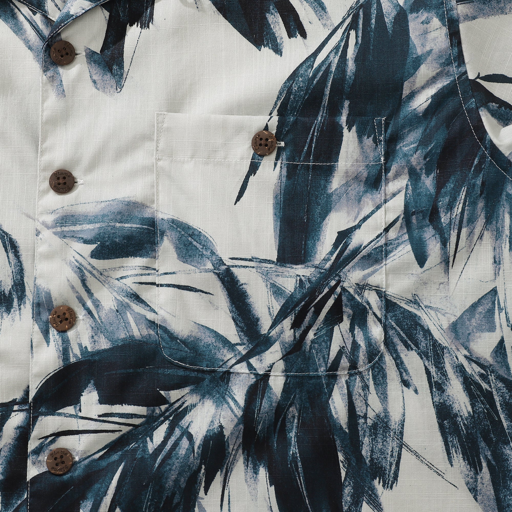 Chemise Aloha pour hommes, peinture à l'encre, feuilles de bambou, chemise de camp en coton à manches courtes