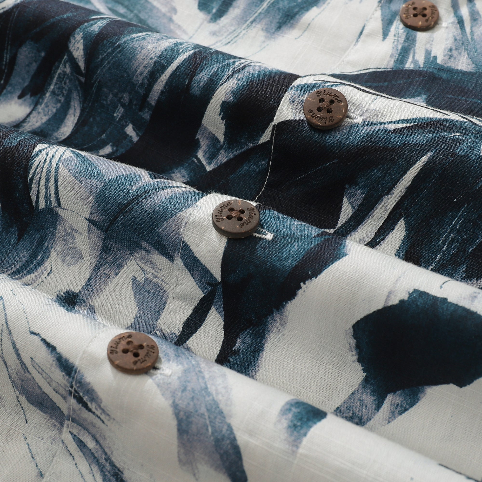 Camisa Aloha para hombre, camisa de campamento de manga corta de algodón con pintura de tinta y hojas de bambú