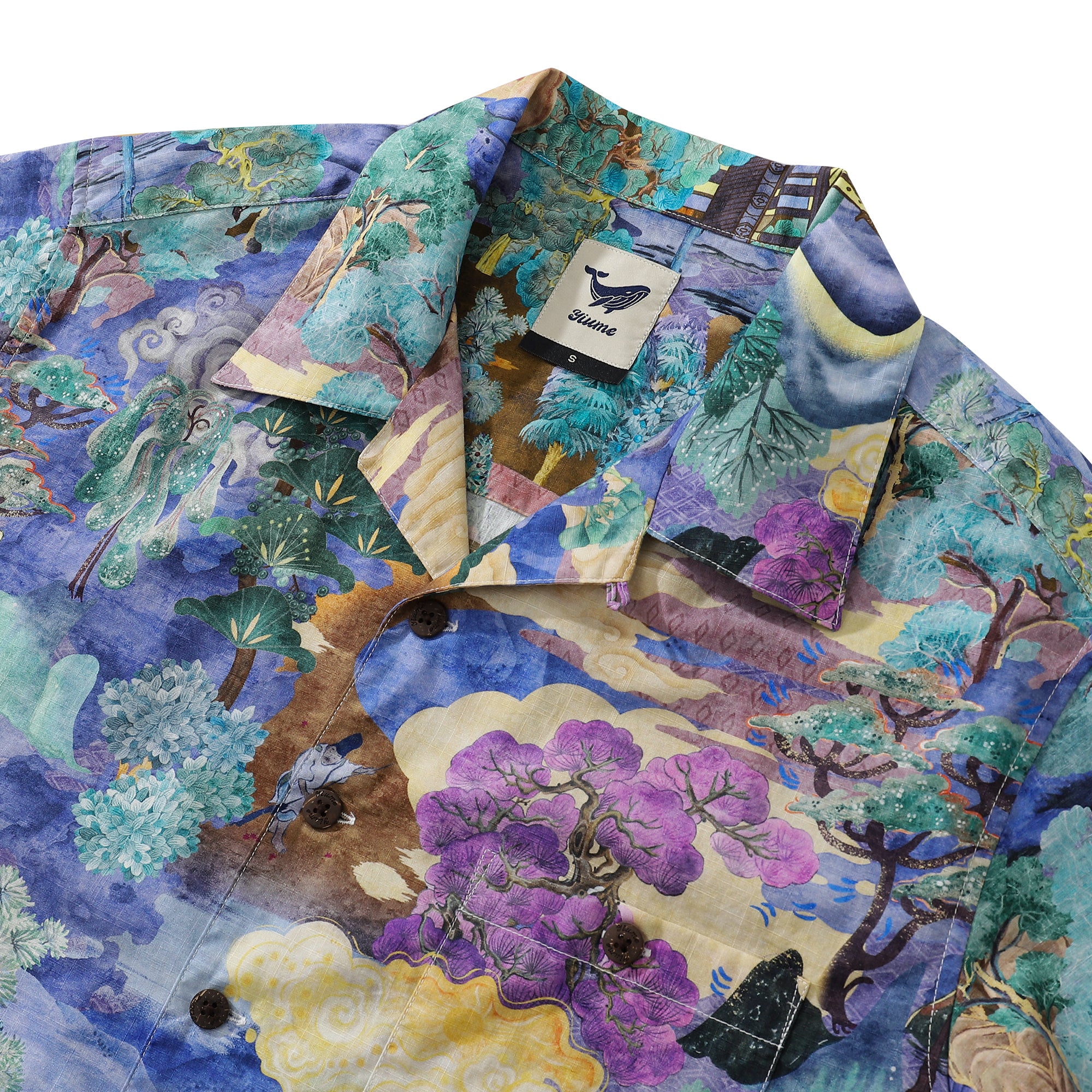 Camicie hawaiane da uomo Camicia paesaggistica in stile retrò giapponese