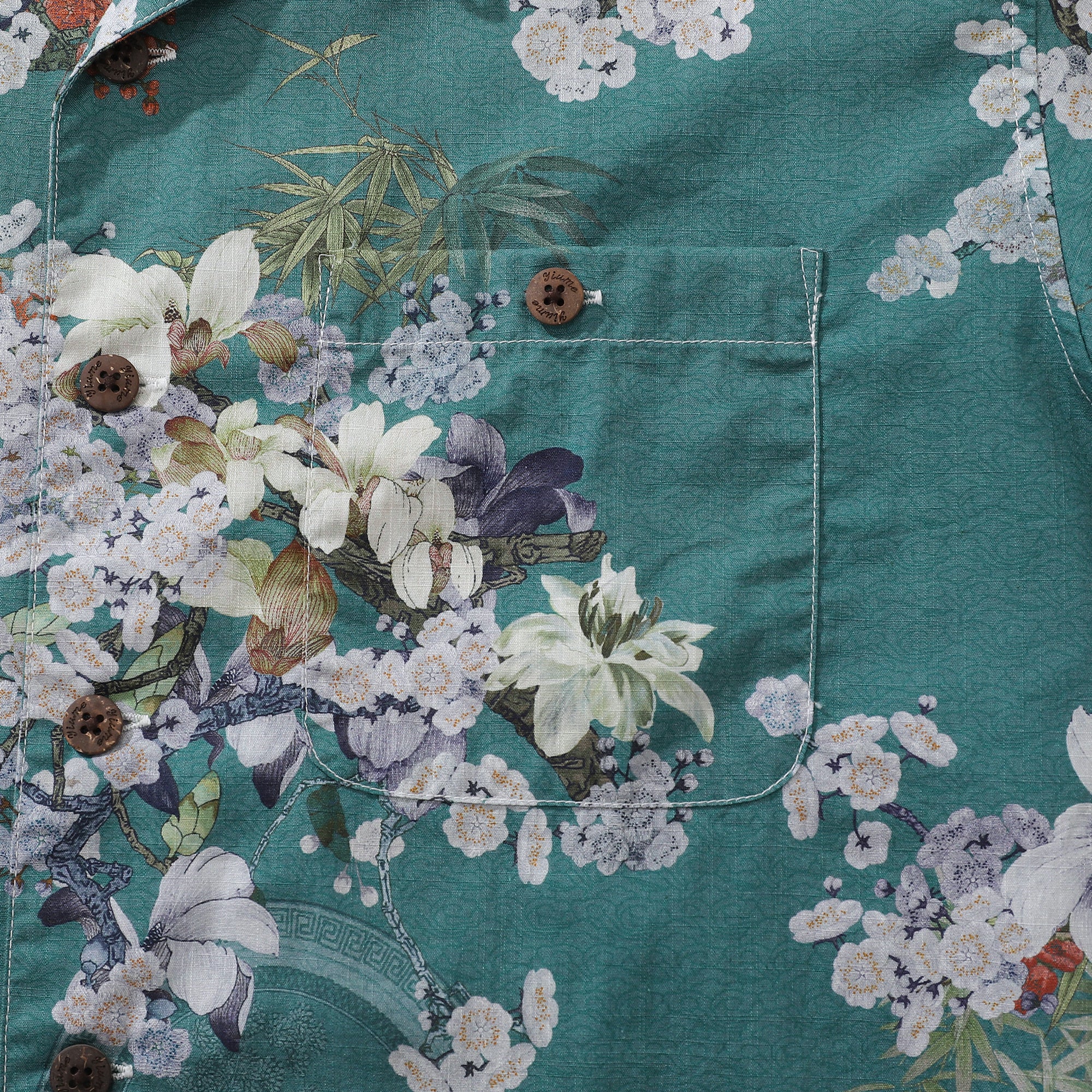 Hawaiian Shirt For Men Elegant plum fragrance Shirt Camp Collar 100% Cotton