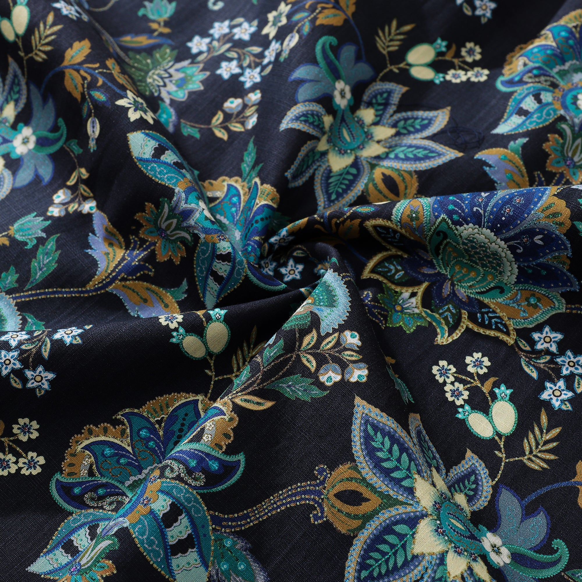 Black Hawaiian Shirt For Men Fantasy Flowers Print Short Sleeve Cotton Button Down