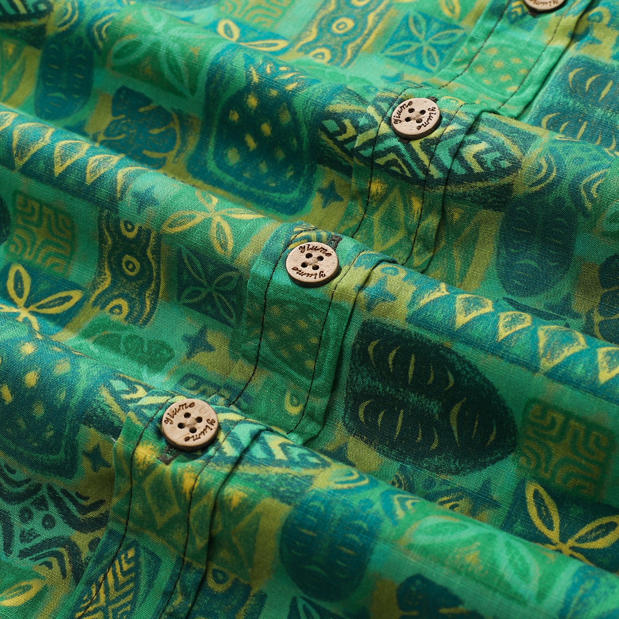 Chemises hawaïennes pour hommes Tiki Woody Miller chemise de créateur Totem vert 100% coton