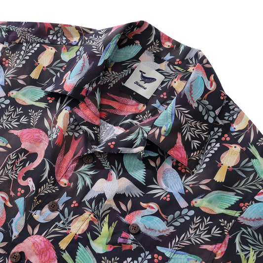 Hawaiian Shirt For Men Birdwatcher's Dream By Rebecca Elfast Shirt Camp Collar 100% Cotton