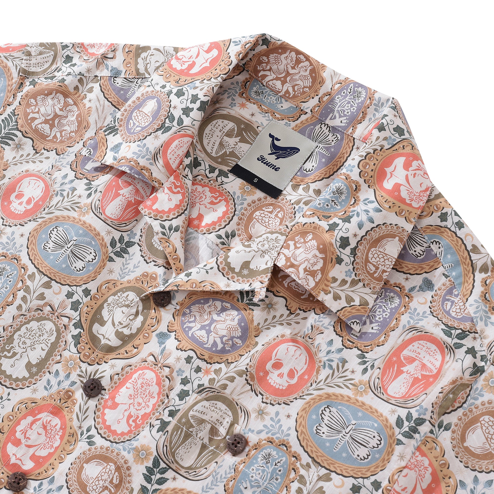 Hawaiian Shirt For Men Cameo Collection By Rebecca Elfast Shirt Camp Collar 100% Cotton