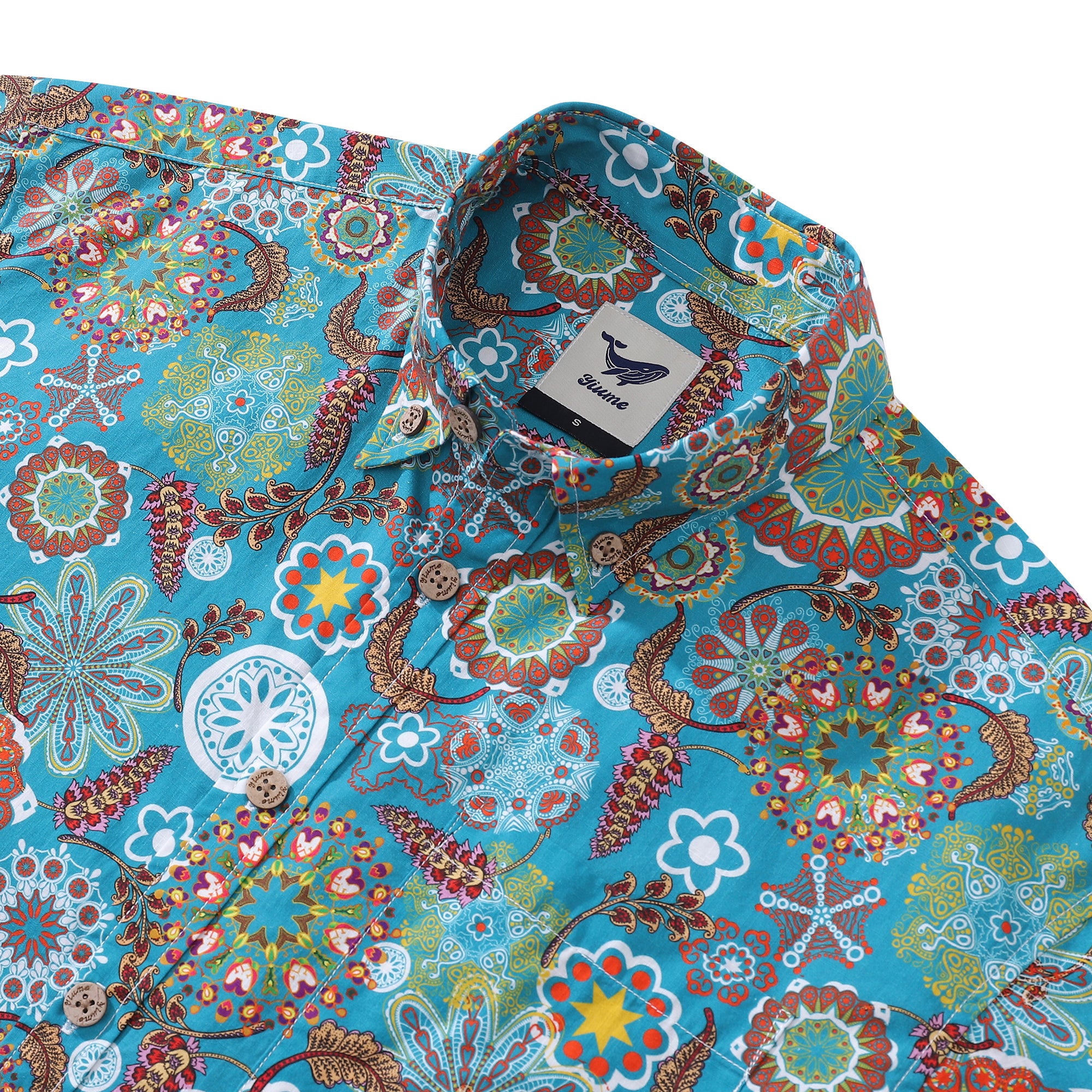 Men's Hawaiian Shirt Digitals Print By Brooklyn Bees Design Studio Cotton Button-down Short Sleeve Aloha Shirt