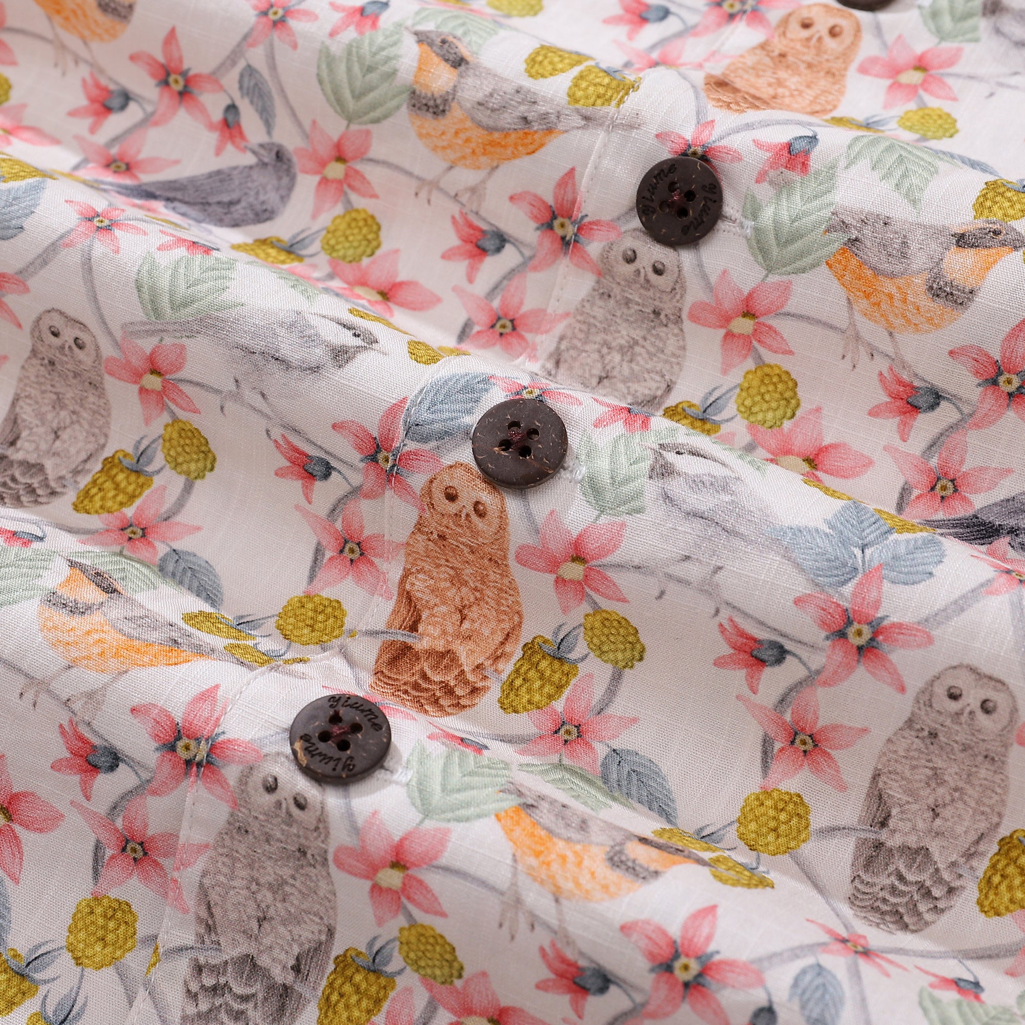 Hawaiian Shirt For Men Owl&Friends By Stacy Hsu Shirt Camp Collar 100% Cotton