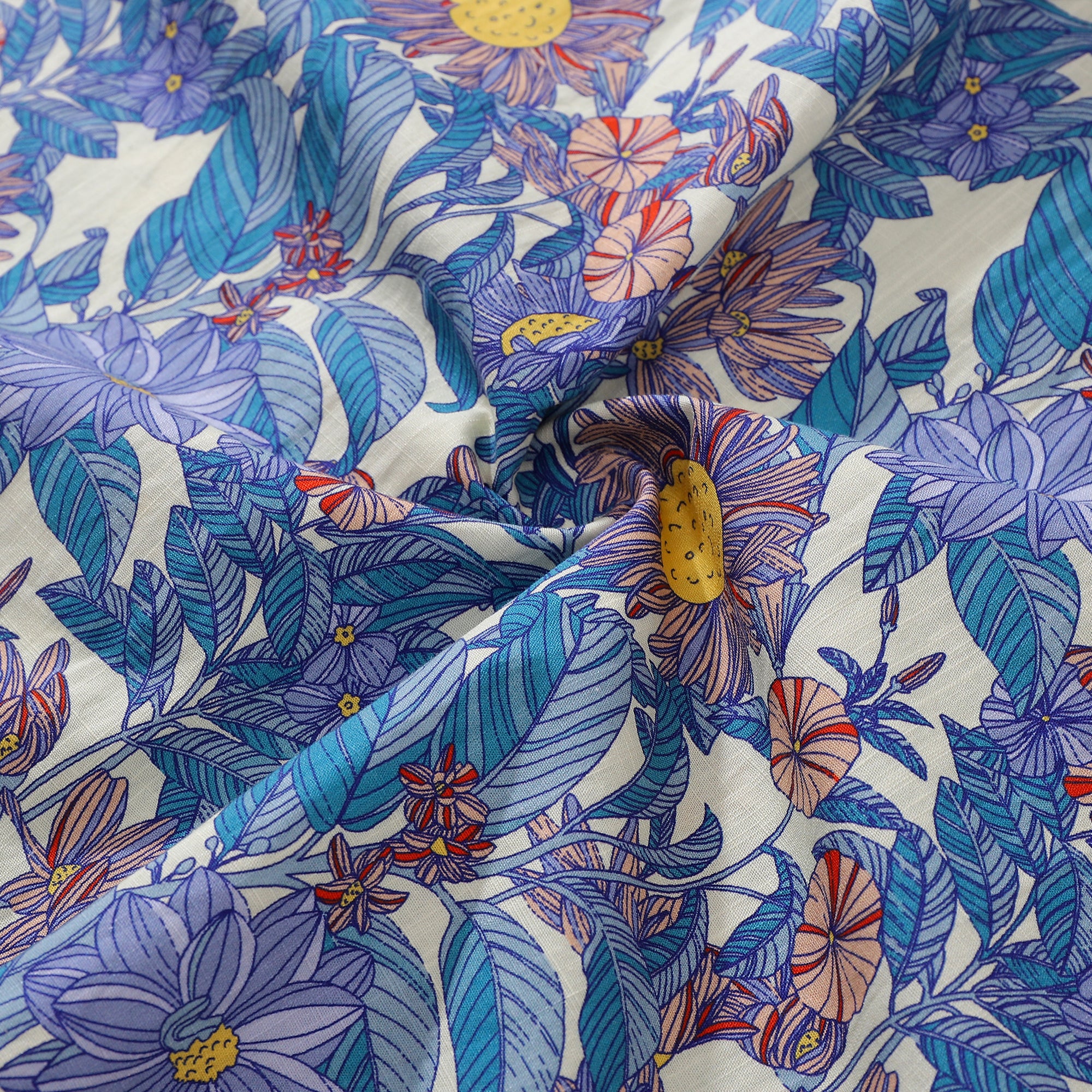 Men's Hawaiian Shirt Flower Sea Print Cotton Button-down Short Sleeve Aloha Shirt