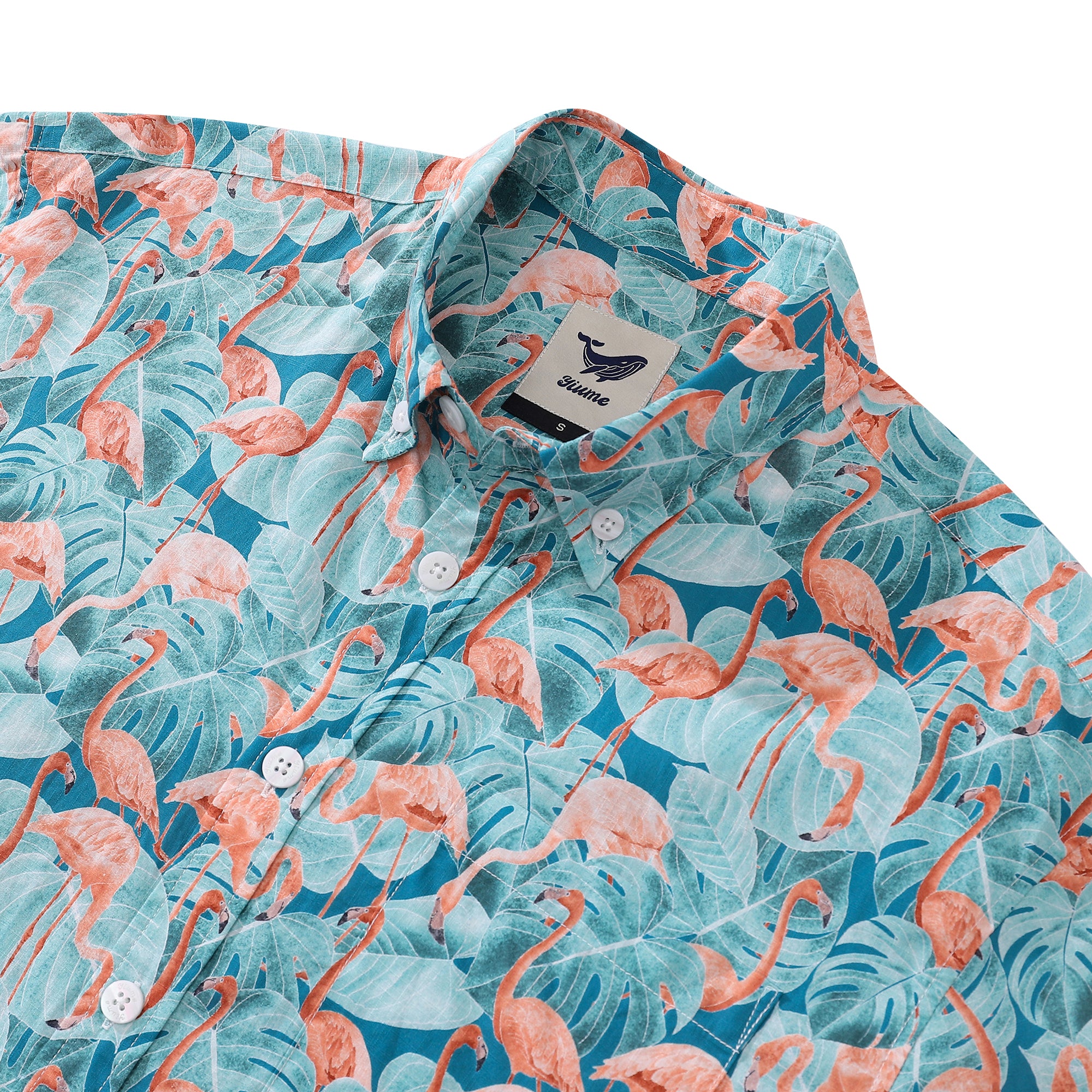 Men's Hawaiian Shirt Flamingos By Stacy Hsu Print Cotton Button-down Short Sleeve Aloha Shirt