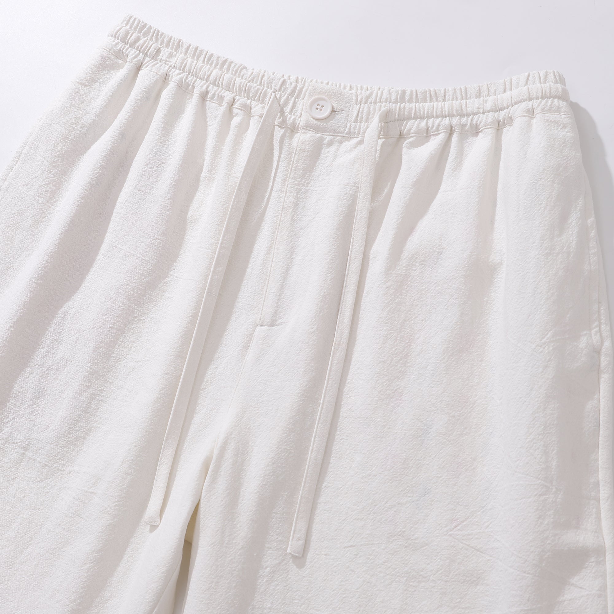 Mens Linen Shorts Mid-Rise Straight Bermuda 8-10 Inch Shorts - WHITE Version 3.0