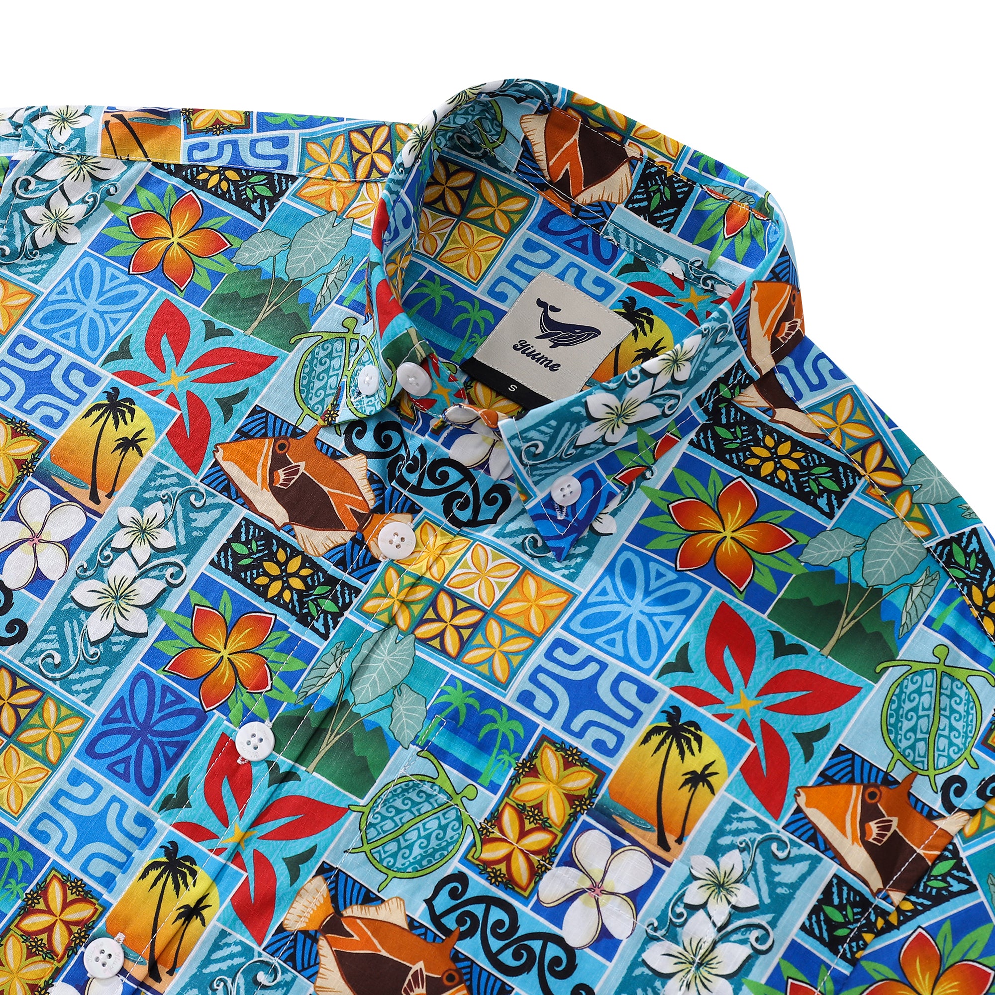 Men's Hawaiian Shirt Vintage Cotton Button-down Short Sleeve Aloha Shirt