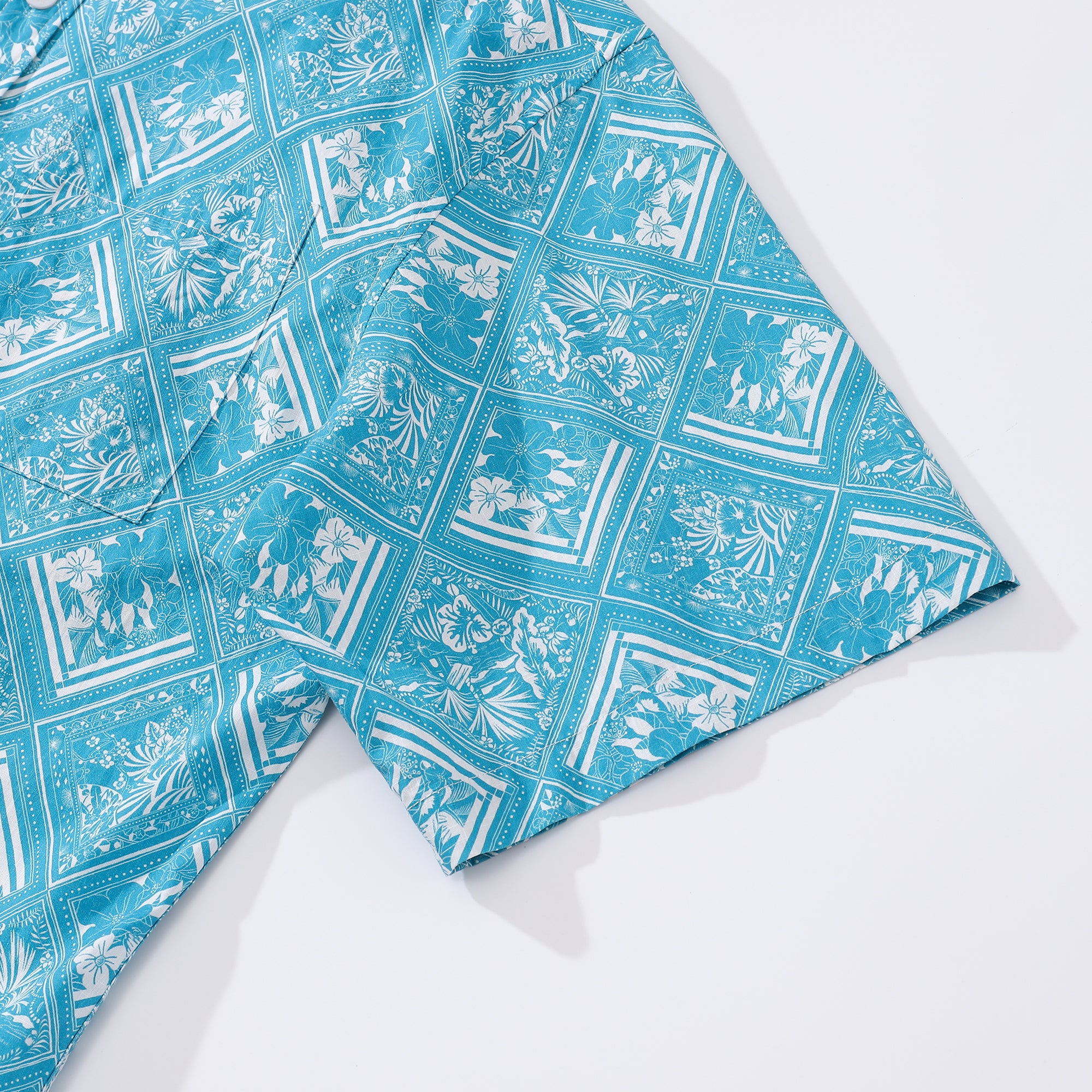 Men's Hawaiian Shirt Silk Scarf Collage Print Cotton Button-down Short Sleeve Aloha Shirt