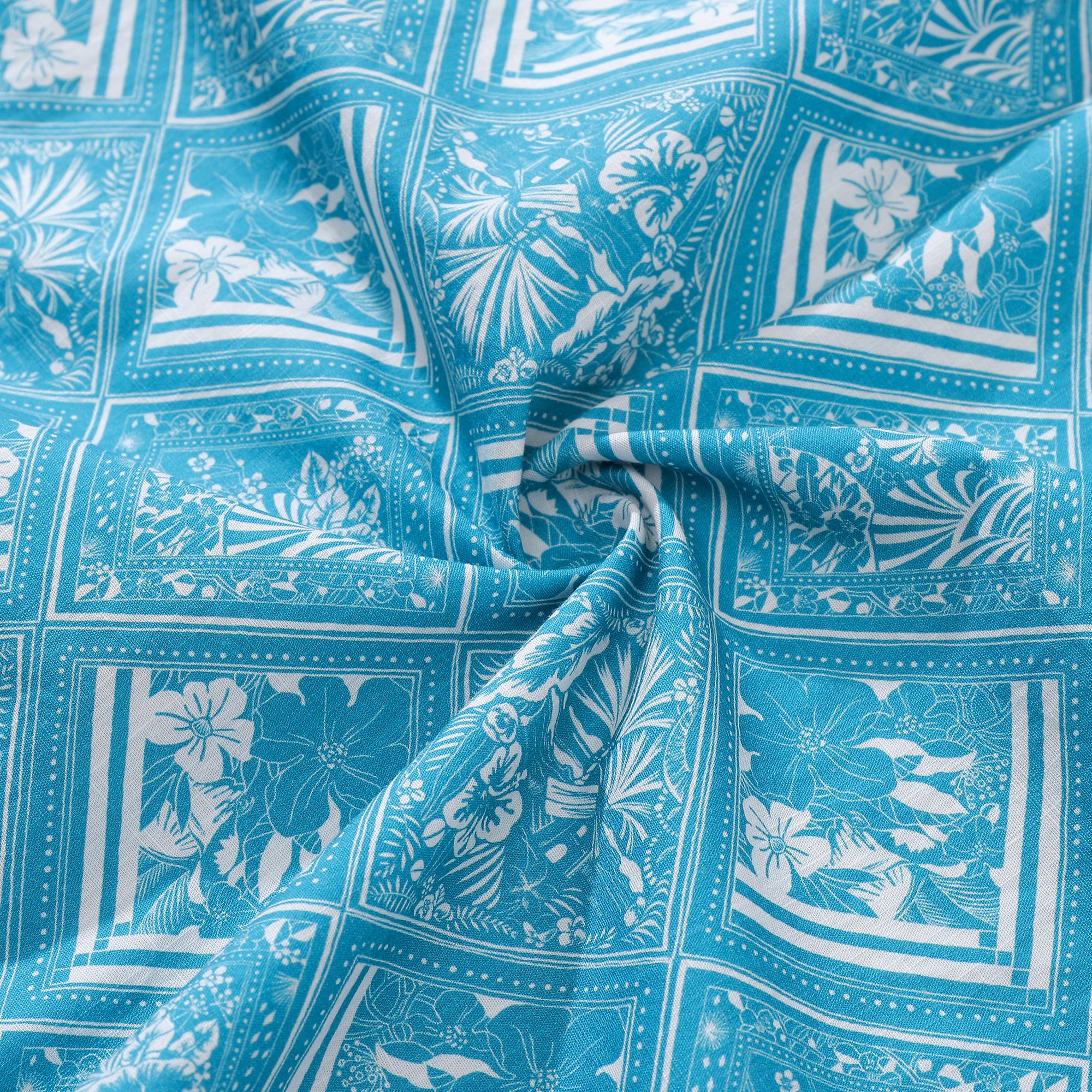 Men's 1970s Vintage Hawaiian Shirt Silk Scarf Collage Print Cotton Button-down Short Sleeve Aloha Shirt