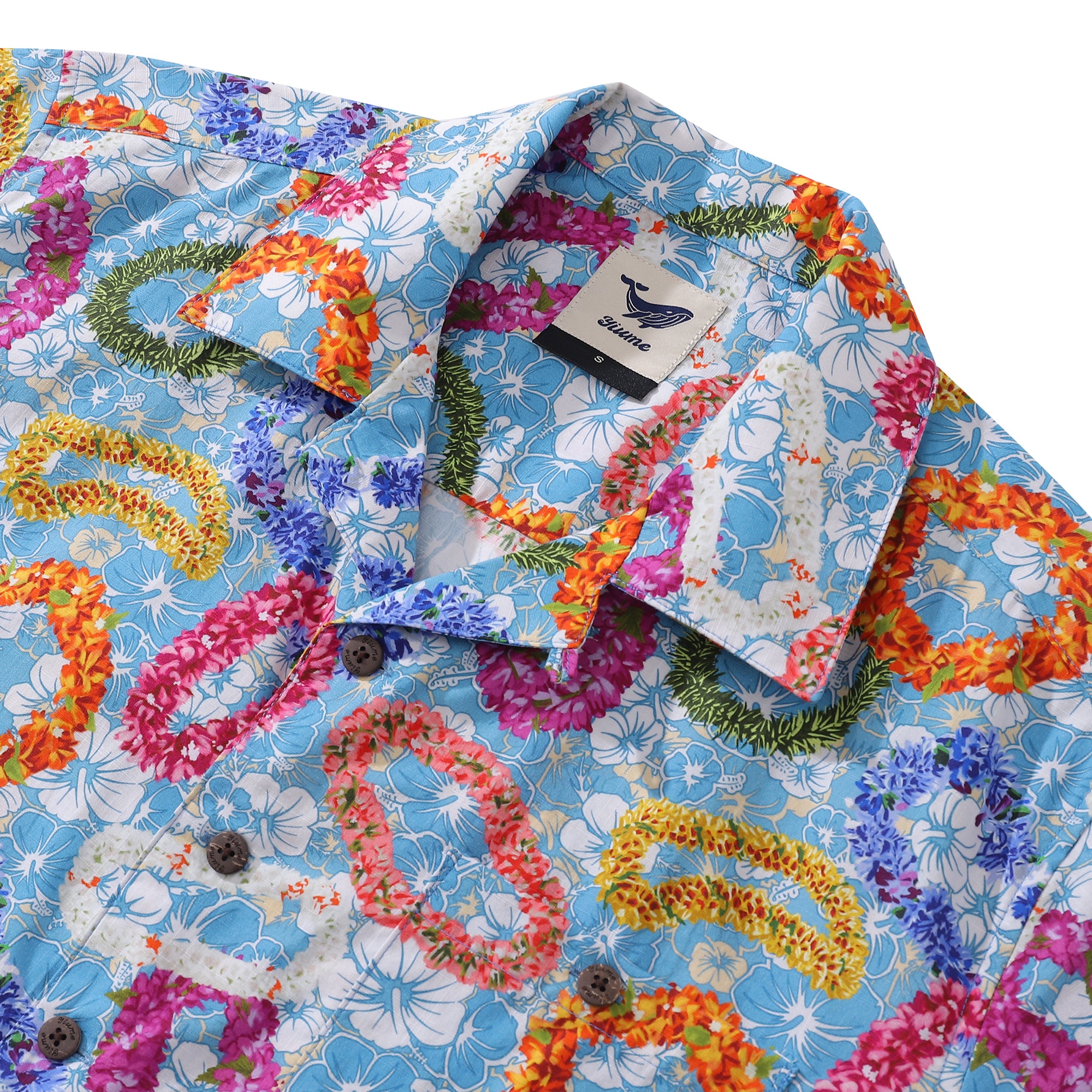 Hawaiian Shirt For Men Floral Wreath Compendium Shirt Camp Collar 100% Cotton