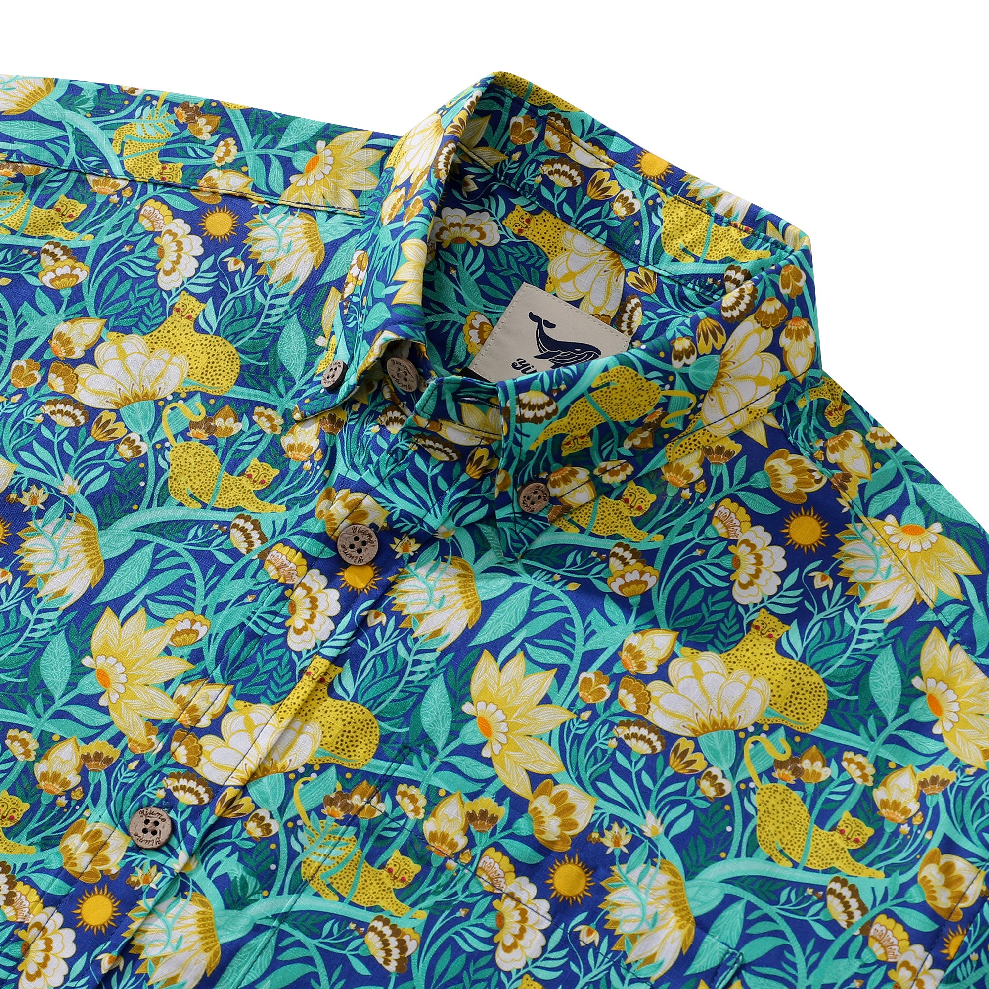 Men's Hawaiian Shirt Power of Nature By Car Pintos Print Cotton Button-down Short Sleeve Aloha Shirt