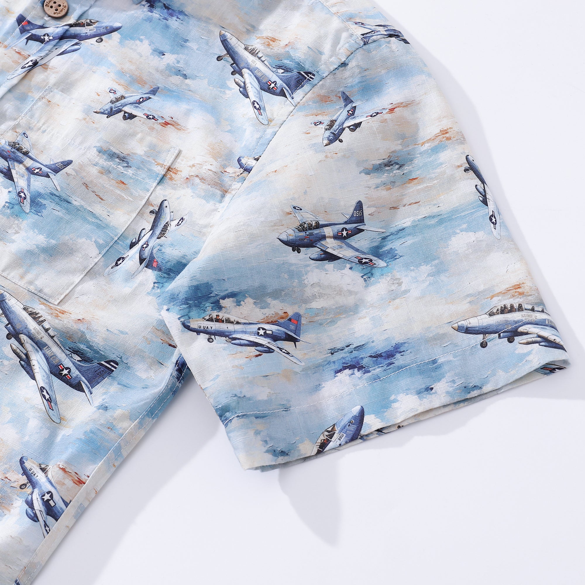 Children's Hawaiian Shirt Sky's the Limit Print Cotton Button-down Short Sleeve