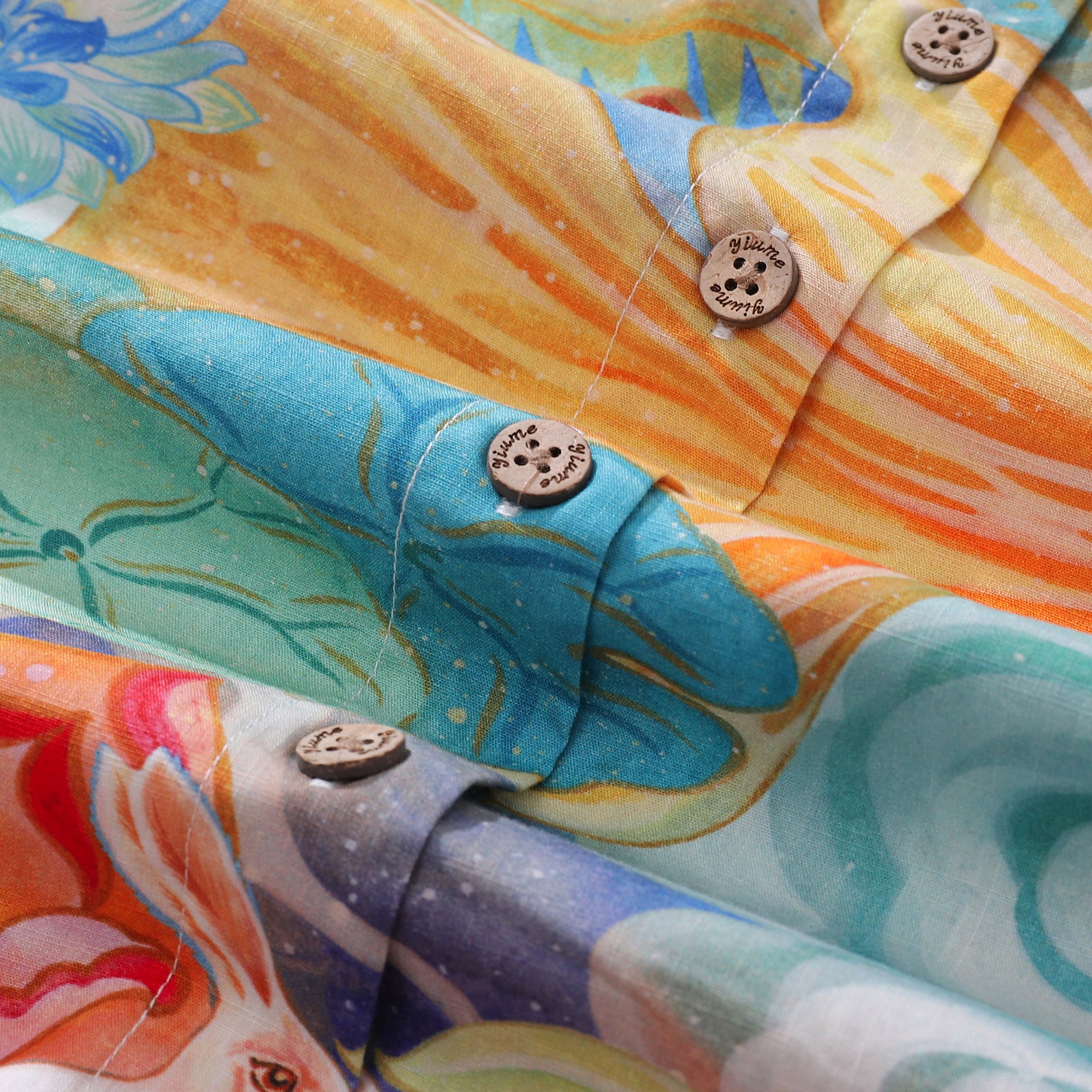 Women's Hawaiian Shirt Wandering Through the Clouds Print Cotton Button-up Short Sleeve