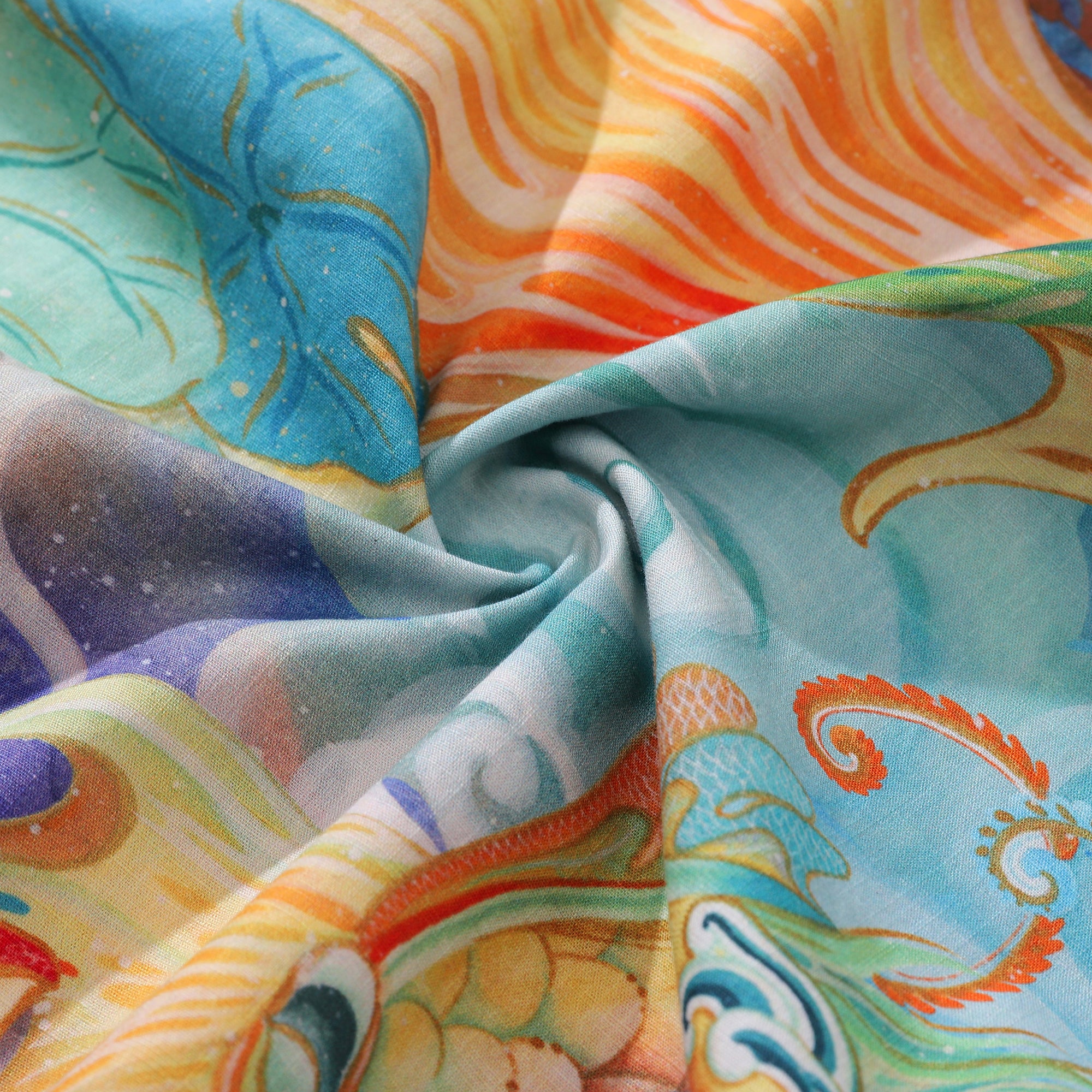 Women's Hawaiian Shirt Wandering Through the Clouds Print Cotton Button-up Short Sleeve