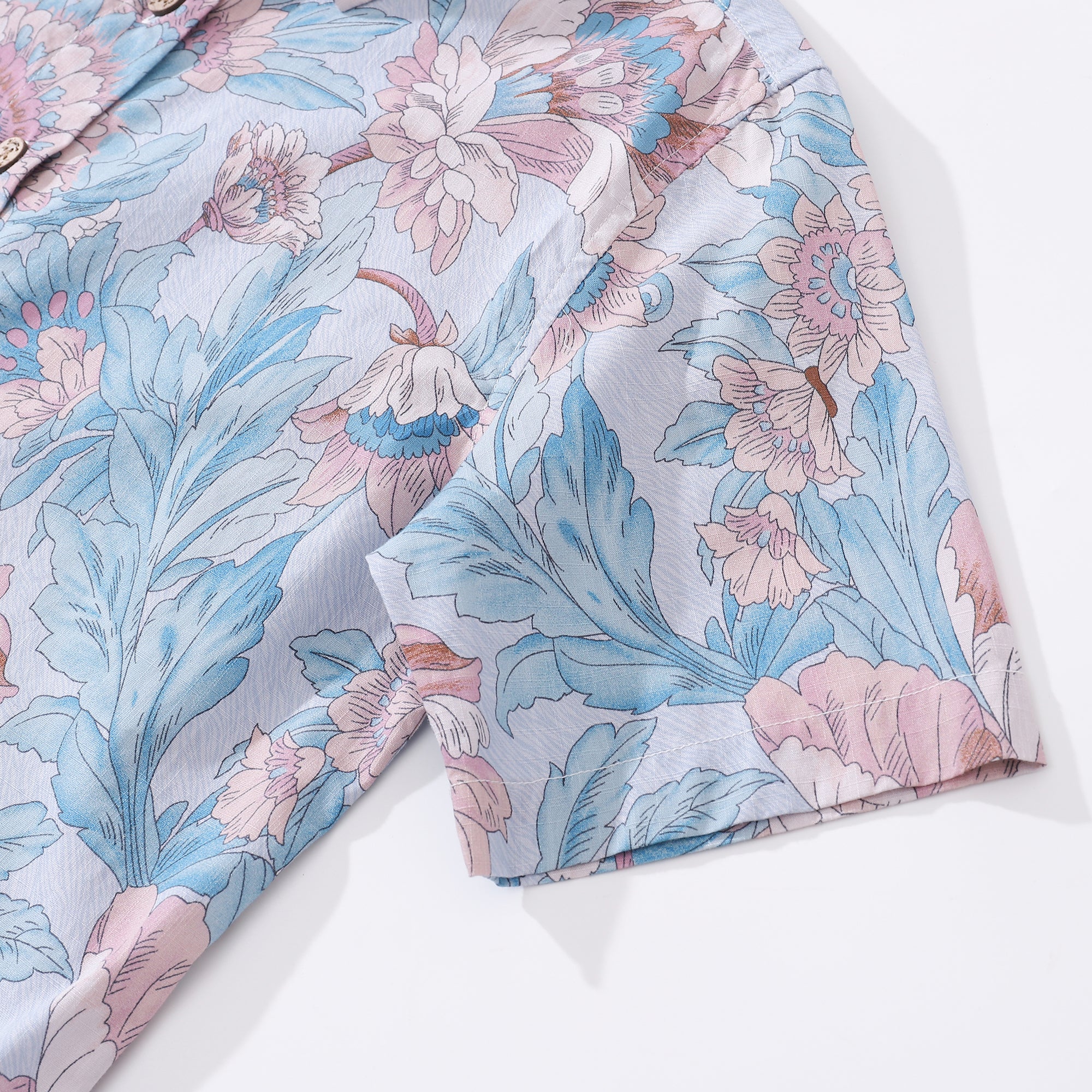 Women's Hawaiian Shirt Spring's Blush Print Cotton Button-up Short Sleeve