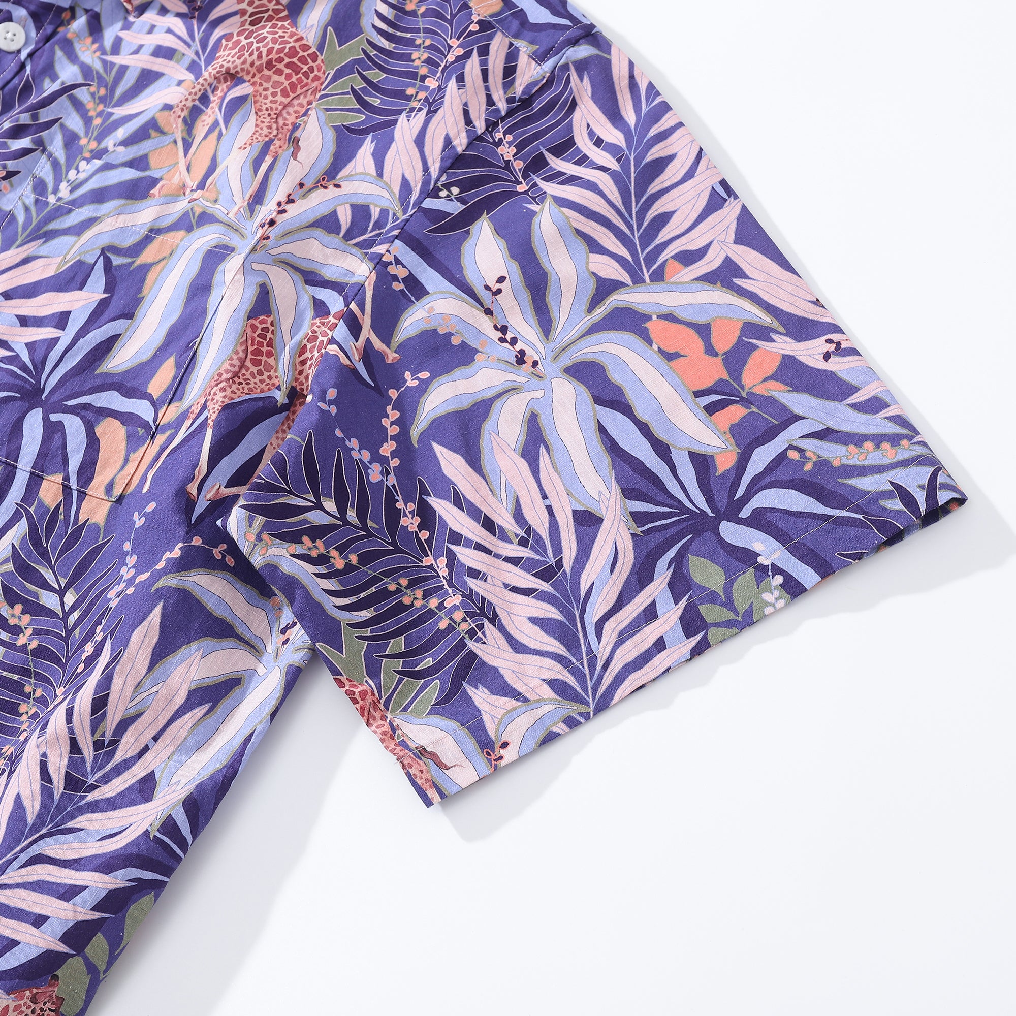 Men's Hawaiian Shirt Tropical Giraffe Print By Samantha O' Malley Cotton Button-down Short Sleeve Aloha Shirt