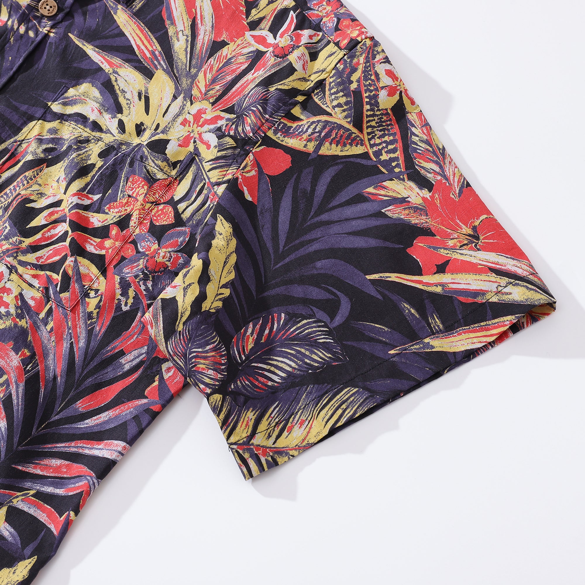Men's Hawaiian Shirt Summer Night Print Cotton Button-down Short Sleeve Aloha Shirt