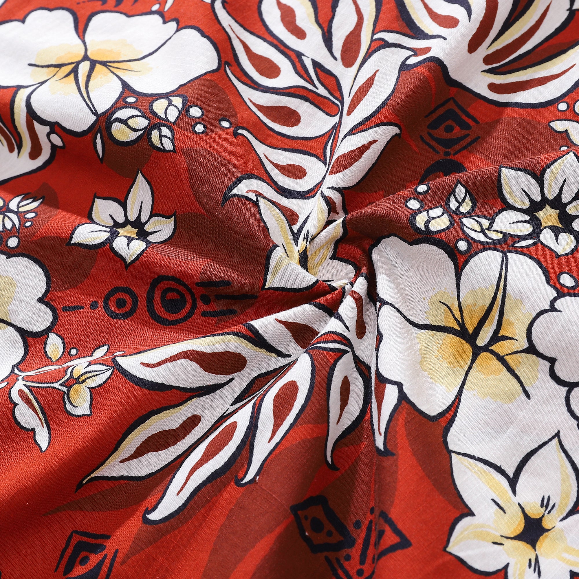 Men's Hawaiian Shirt Cotton Camp Shirt Chrysanthemum & Totem Coconut Button
