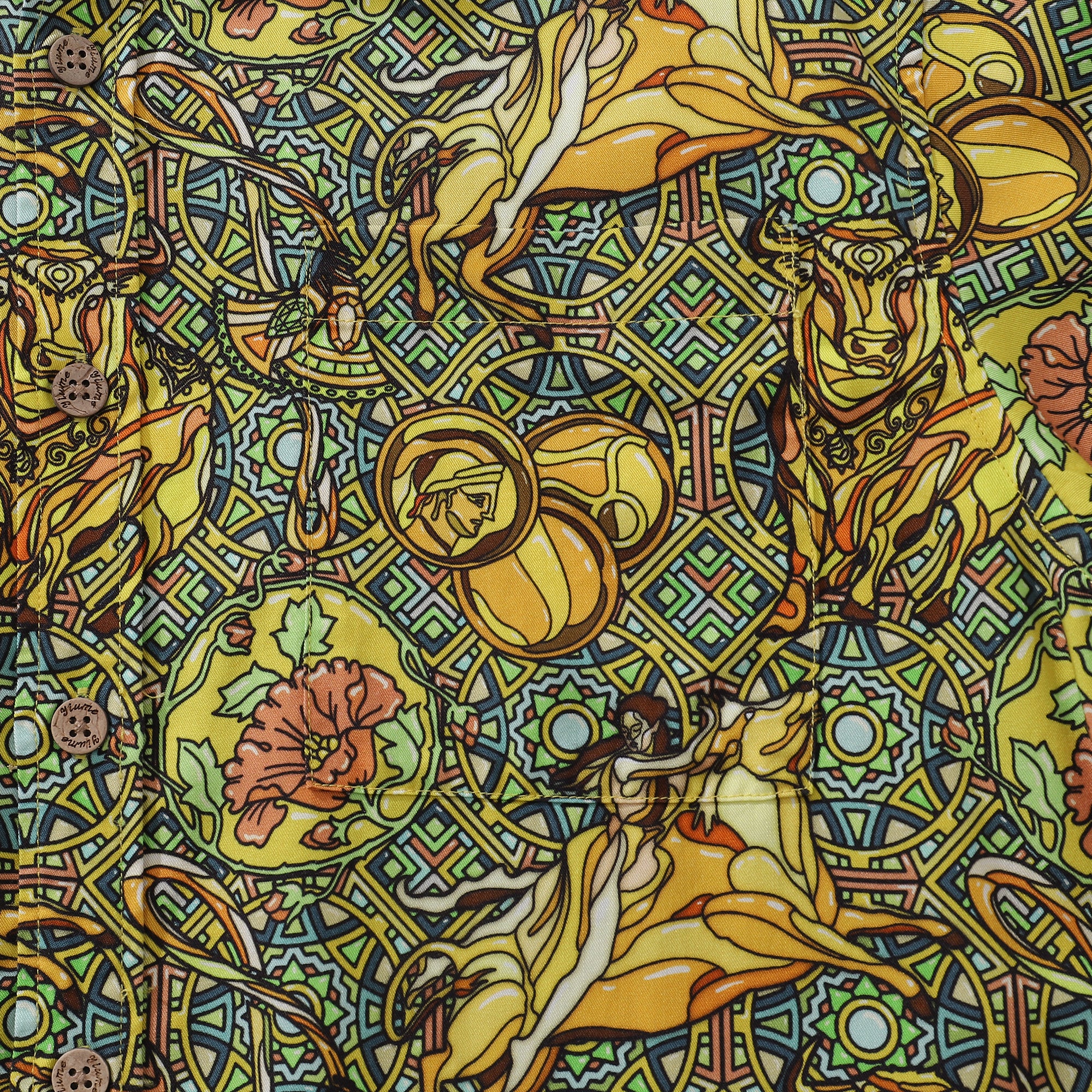 Chemise hawaïenne pour homme Imprimé Taureau Tencel™ Boutonnée à manches courtes Aloha