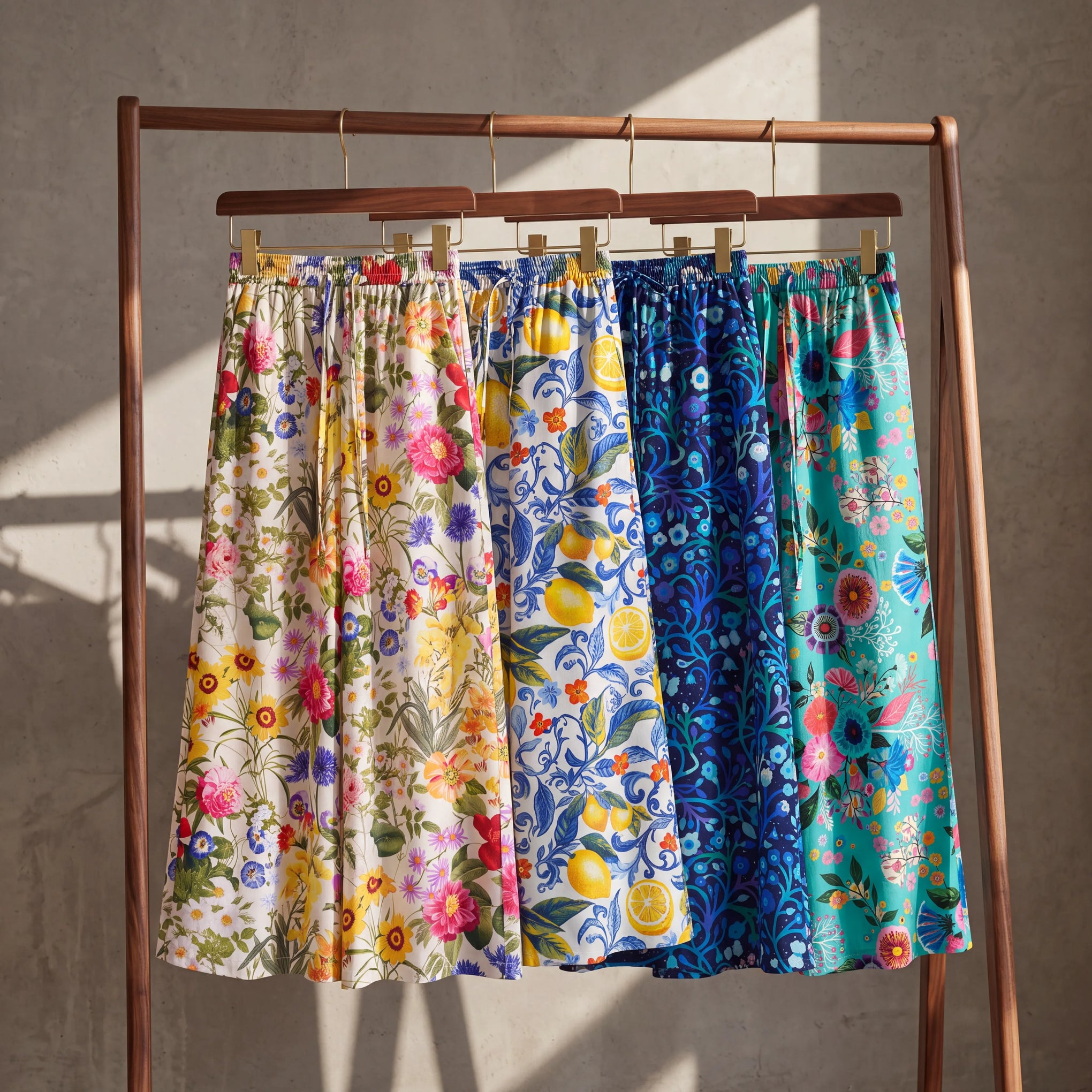 Caixa Misteriosa - Calças largas florais casuais para mulher com cintura elástica e cordão com bolsos 93% Lyocell, 7% Linho Caixa Misteriosa Aloha Da Yiume Aritst