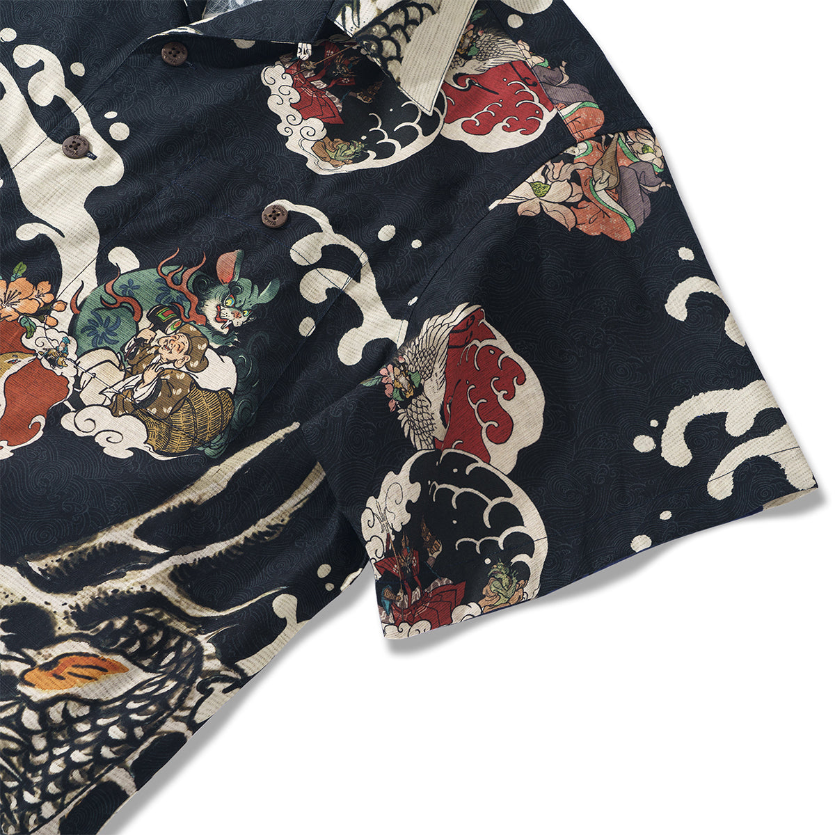 100% Baumwolle Herren Aloha Hemd Japanisches Hawaiianisches Hemd Kurzarm Camp Kragen Hemd