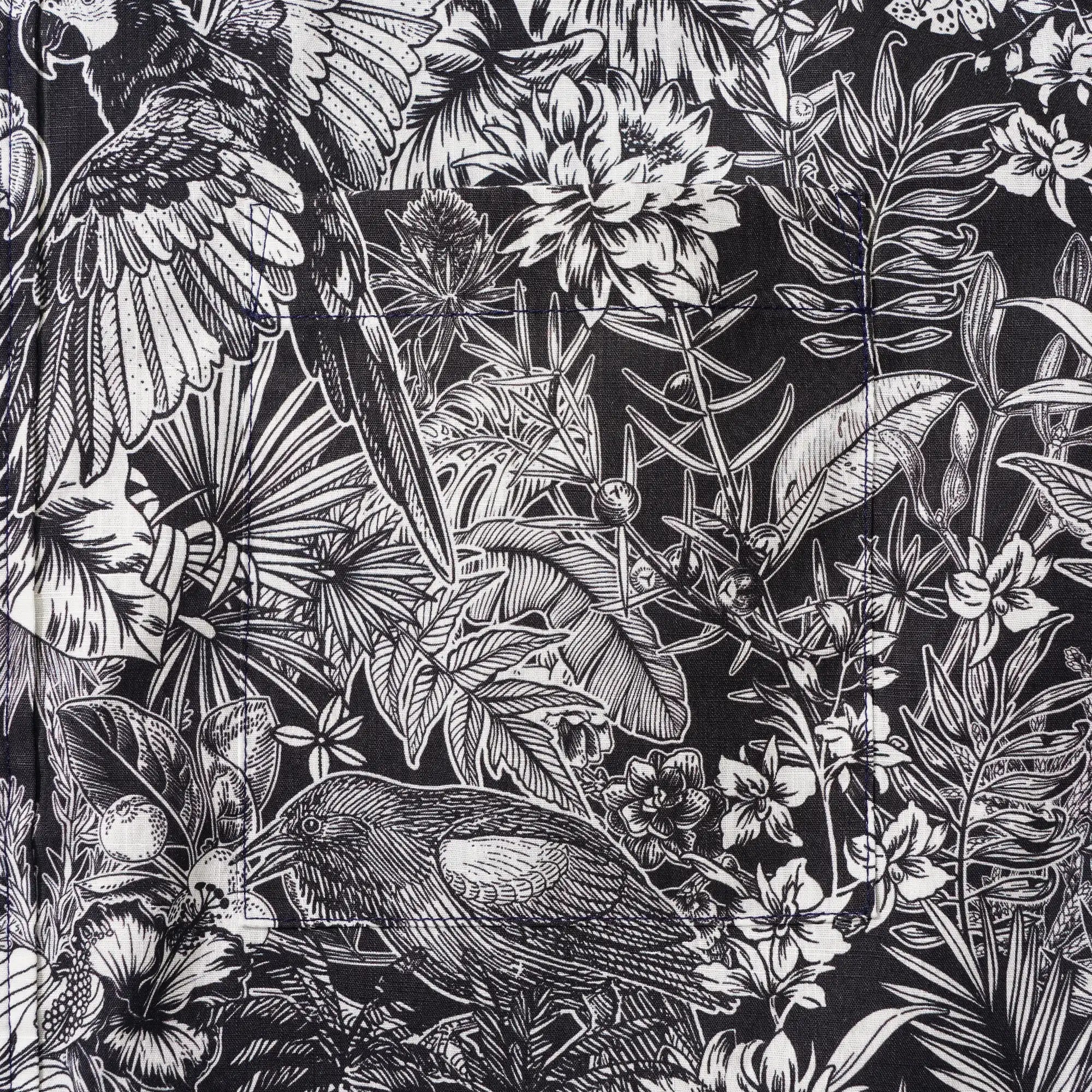 Men's Hawaiian Shirt Short Sleeve Button-down 100% Cotton White Aloha Monochrome Tropical Jungle Charm