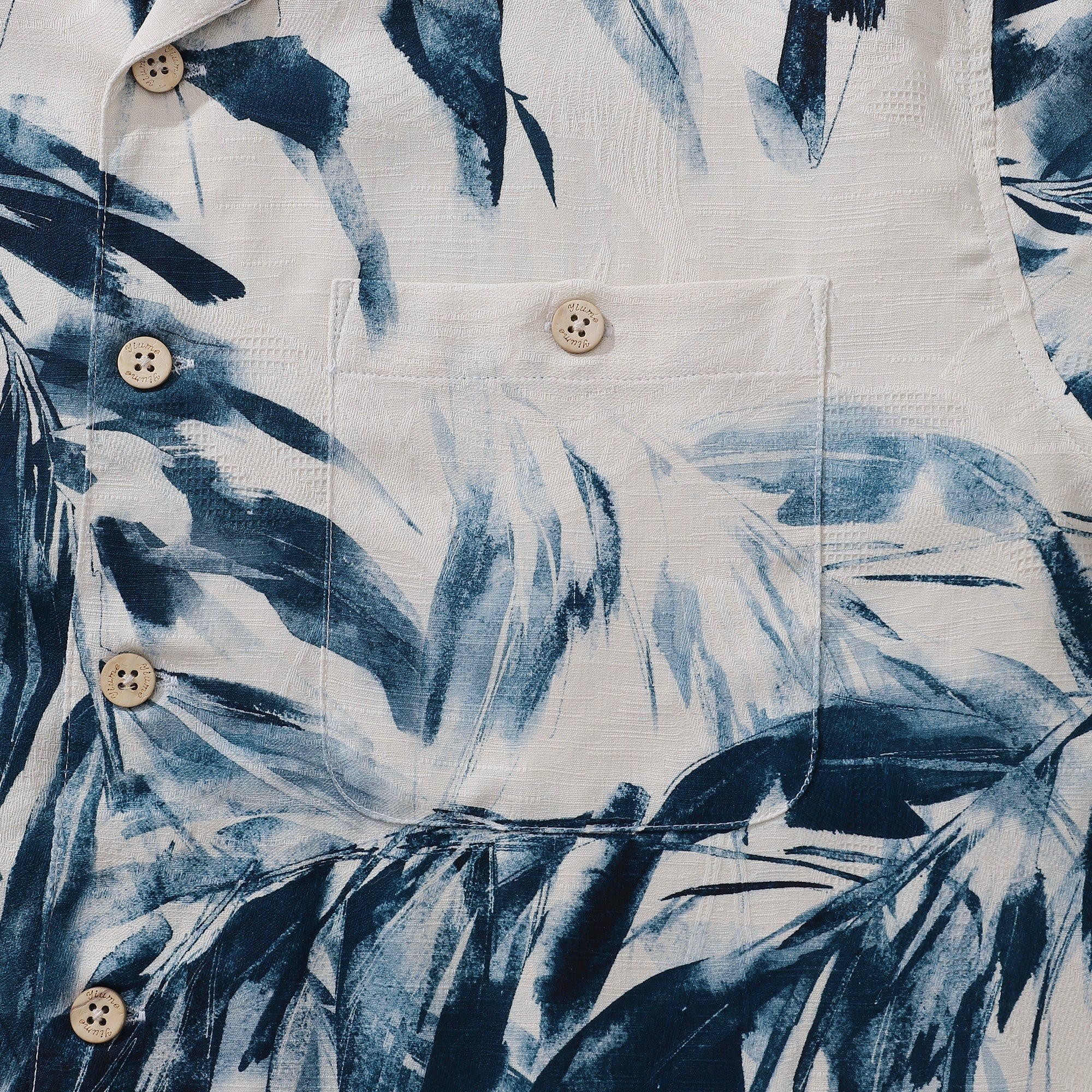 Chemise hawaïenne en soie pour homme avec impression de feuilles de bambou - Col camp, manches courtes, chemise Aloha - Soie