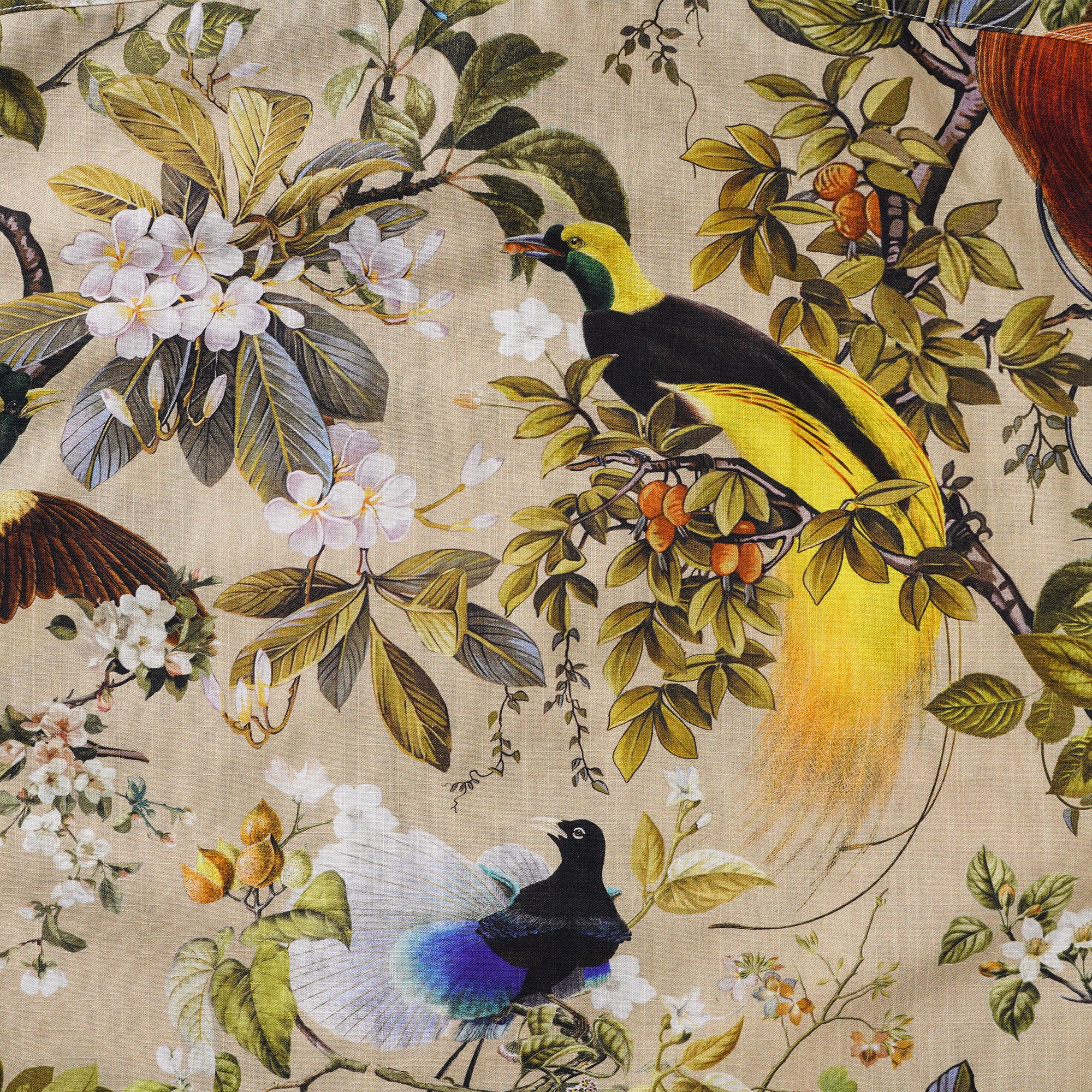 Men's Hawaiian Shirt Short Sleeve Camp Collar 100% Cotton Beige Aloha Shirt