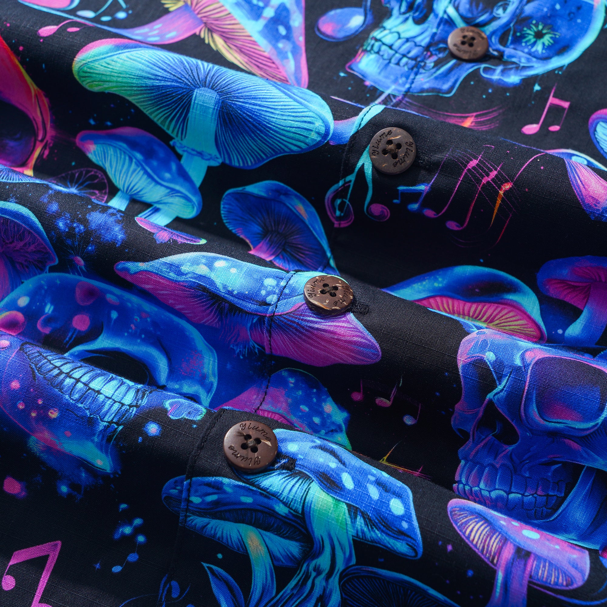 Herren Hawaii-Hemd Kurzarm Camp-Kragen 100% Baumwolle Blau Aloha Psychedelischer Groove