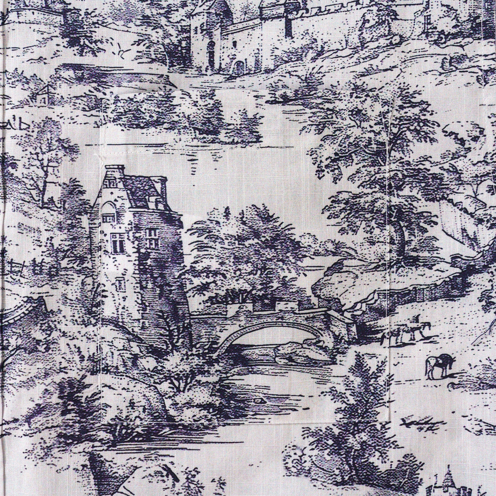 Chemise en Toile de Jouy pour Homme, Chemise Hawaïenne Paysage, Vêtements de Resort, Chemise à Manches Courtes, Chemise Aloha Blanche à Boutons.