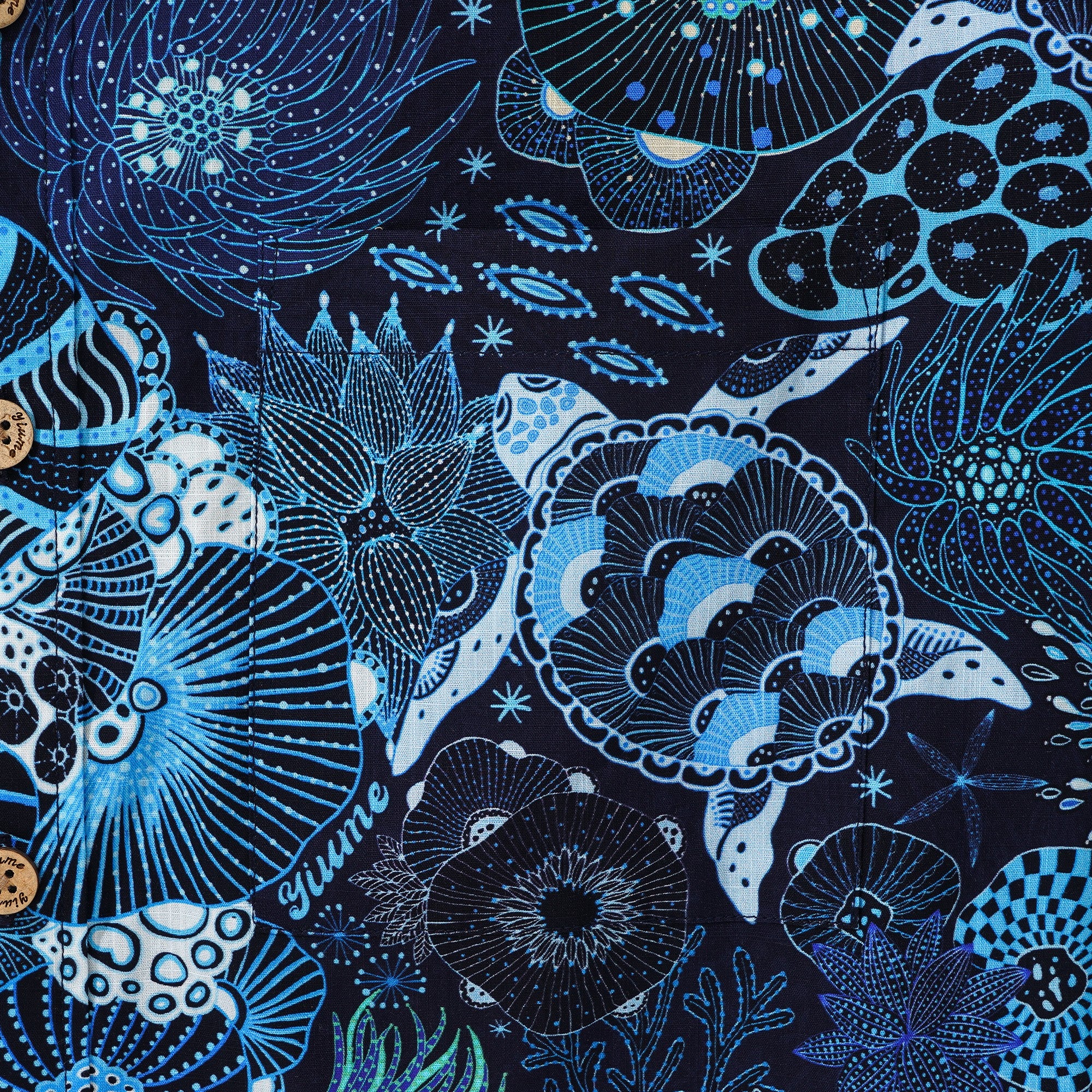 Yiume Sea Turtle Hawaiian Shirt For Men 100% Cotton Blue Shirt Short Sleeve Button-down Shirt