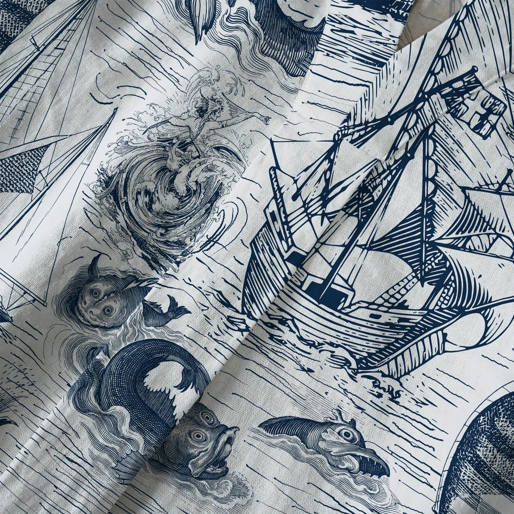 Art-inspired women's shirt with sea expedition design