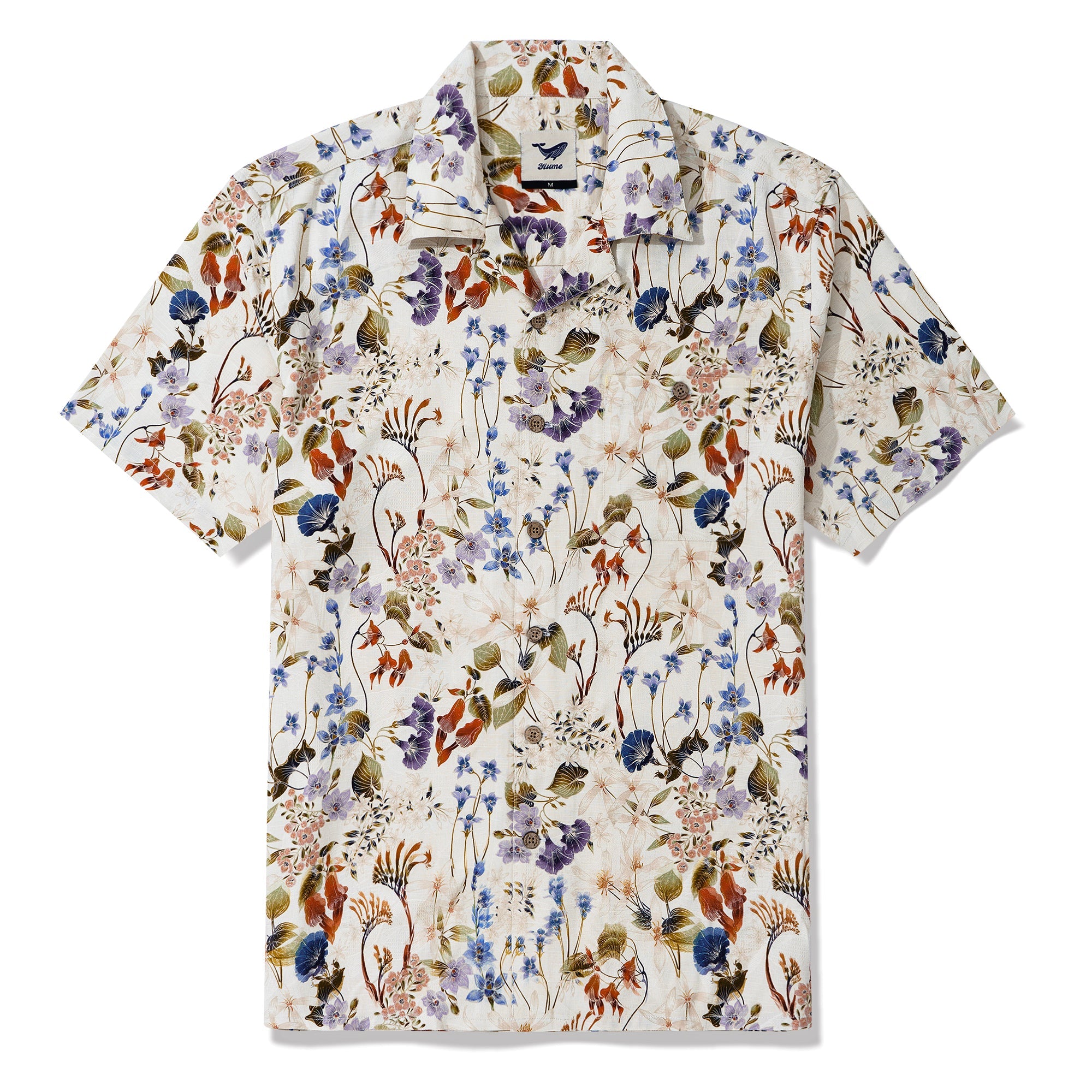 Chemise hawaïenne 100 % soie pour hommes Australian Wildflower Mid par Eloise, chemise Aloha à col camp.