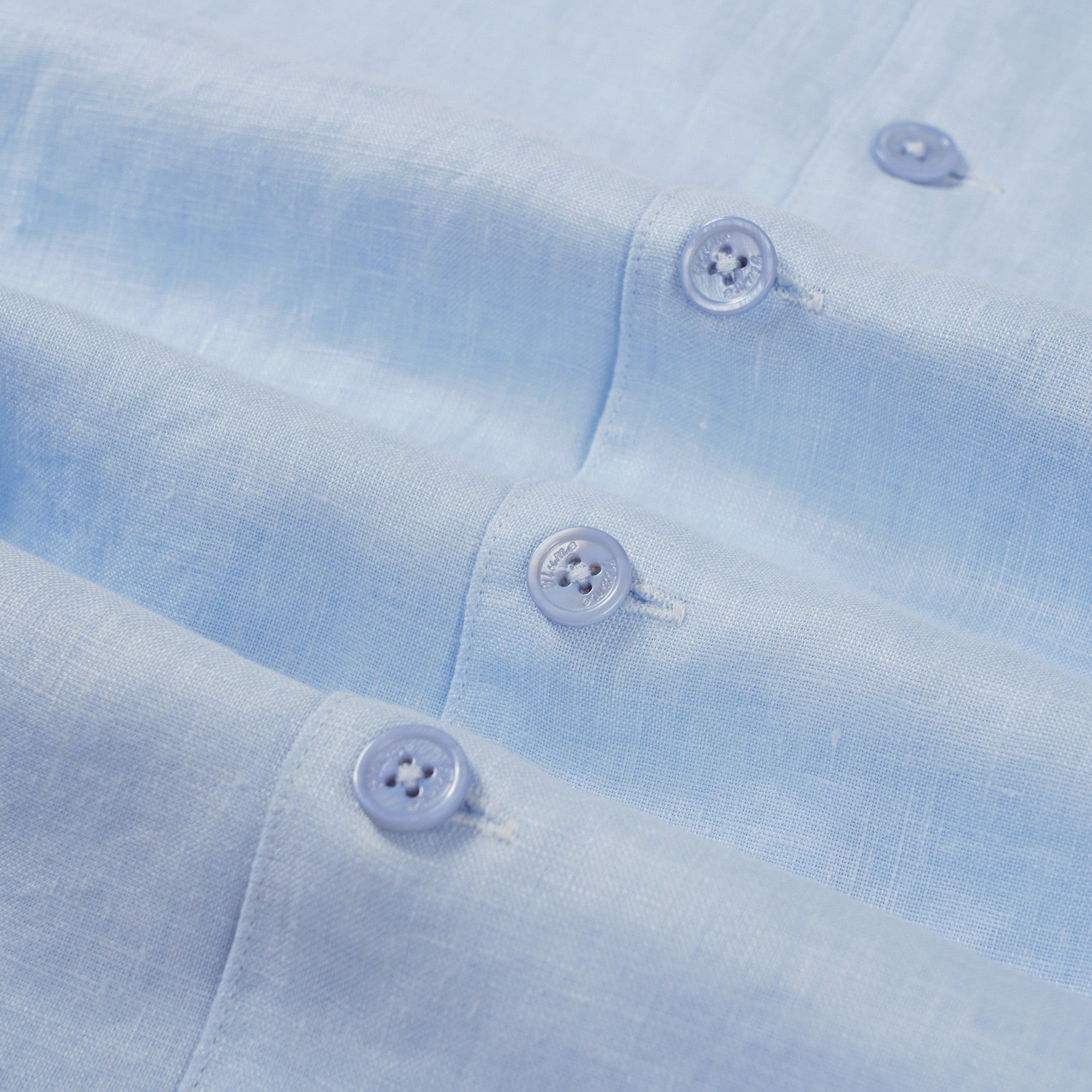 Men's Basic Shirt Short Sleeve Camp Collar 100% Linen Light Blue Solid Color