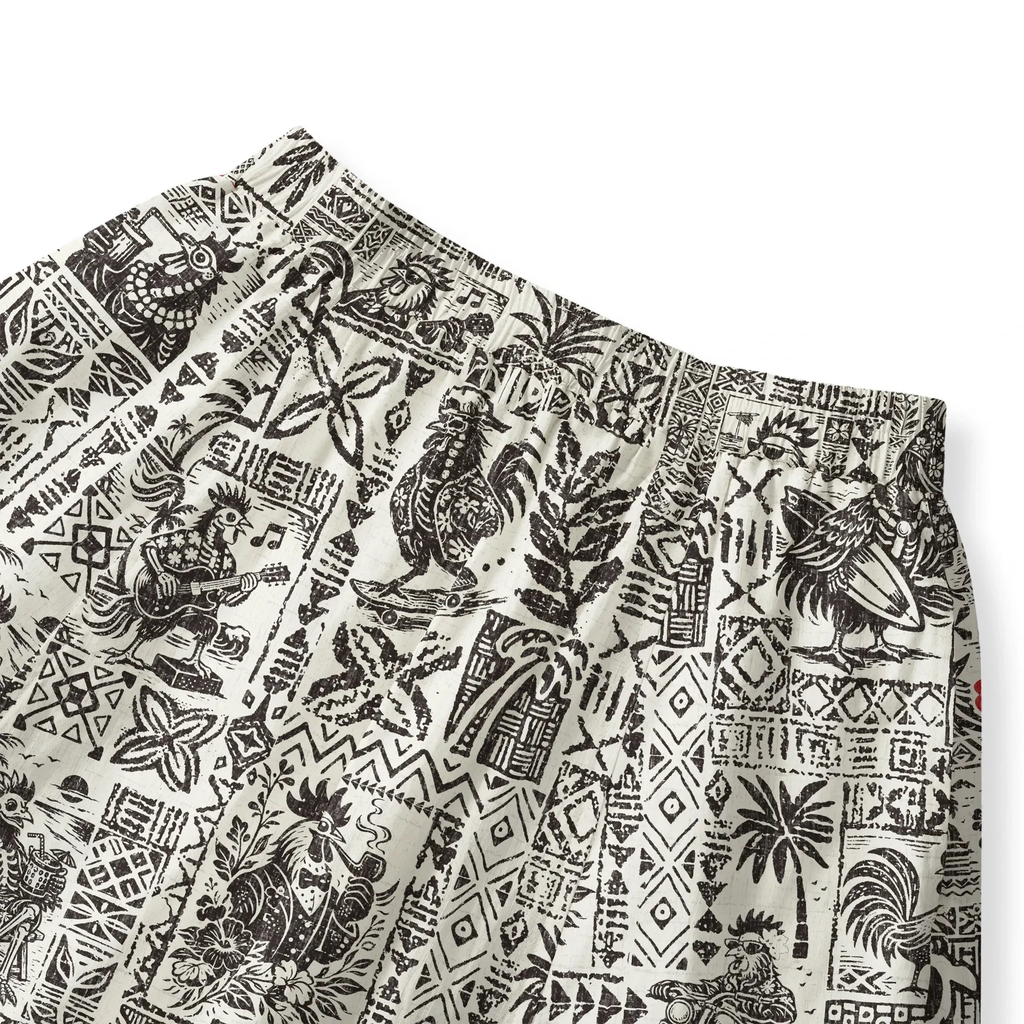 Elastic waist women's art skirt with tropical prints