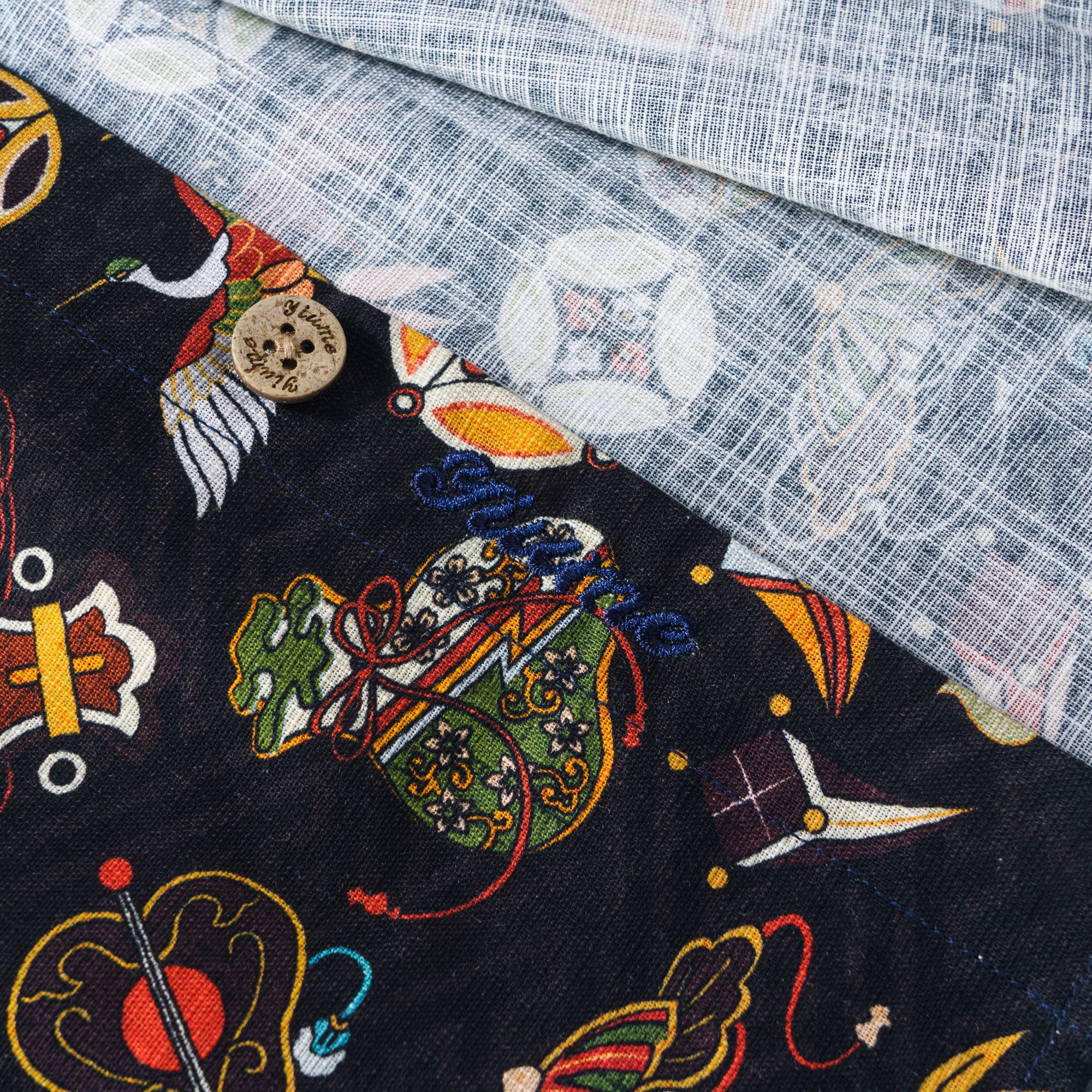 Nippon's Treasure Patterns 100% Cotton Men's Long Sleeve Button-down Shirt Aloha Hawaiian