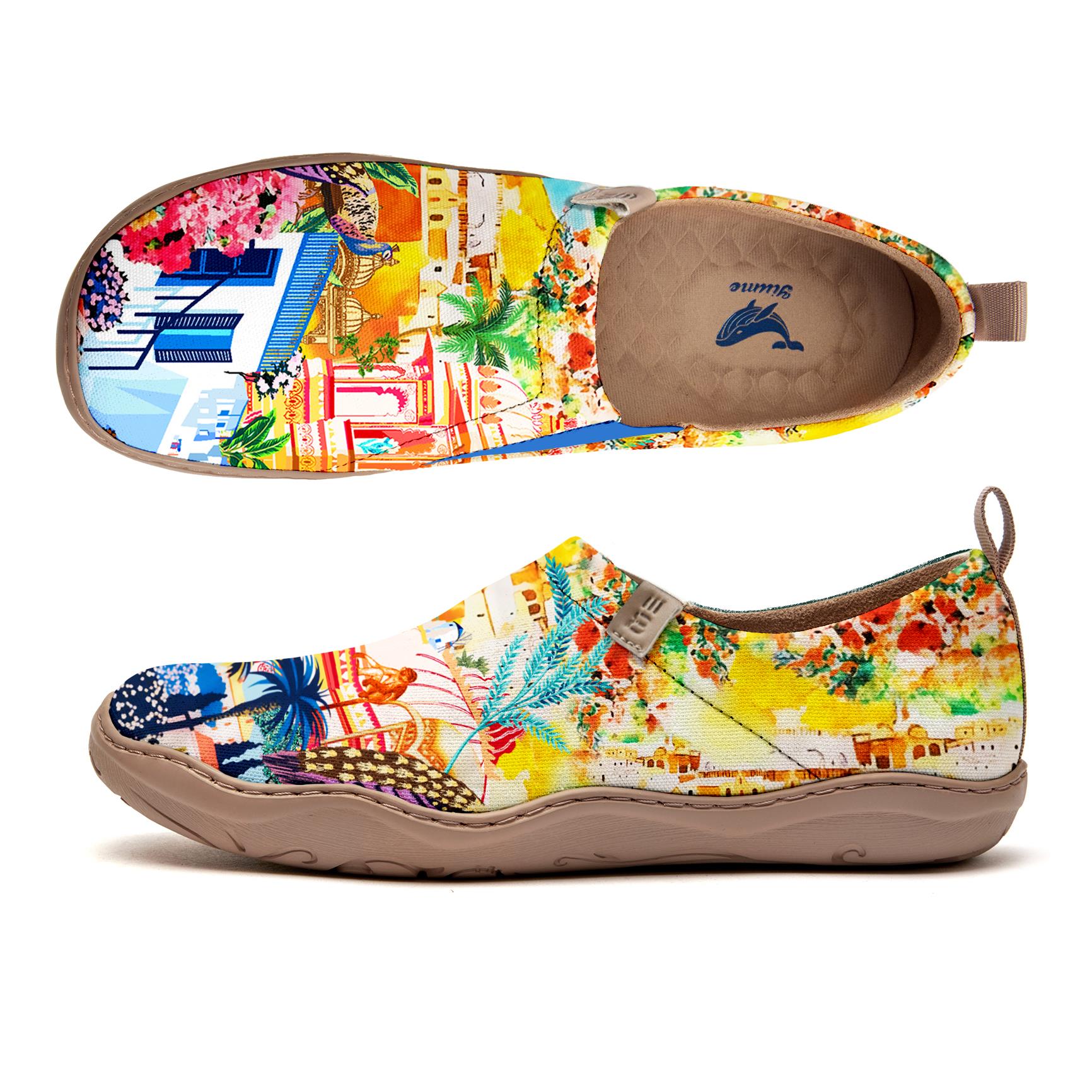 Yiume Women's Art Slip-On Casual Canvas Shoes Oil Painting Landscape Painted,100% Cotton Hawaiian Art-inspired Landscape Painting