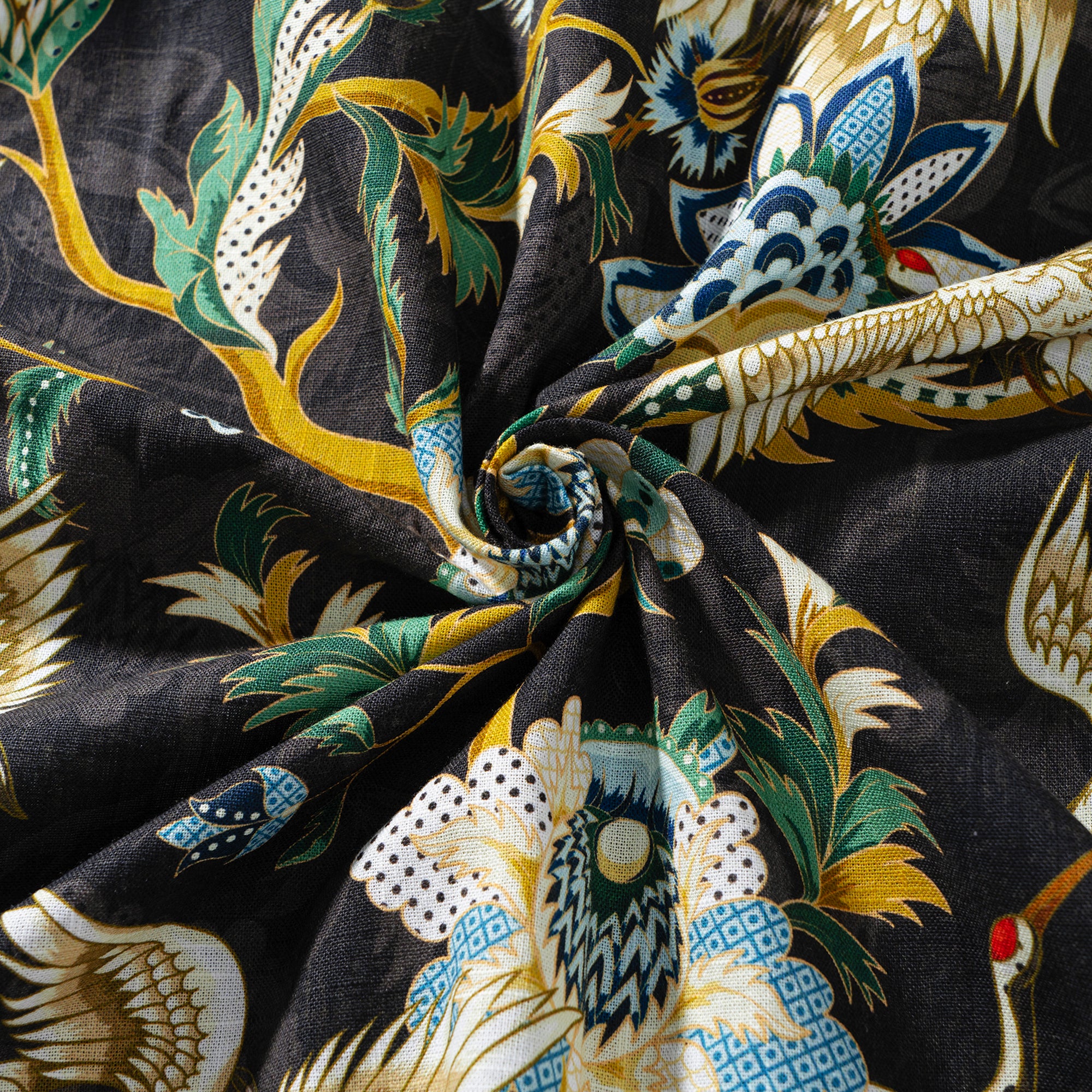 Herren Hawaiian Hemd Crane Eleganz Baumwoll Button Down Long Sleeve Aloha Shirt