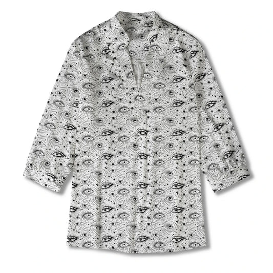 Women's Aloha Starry Gaze art shirt, 3/4 sleeve, V-neck, lyocell