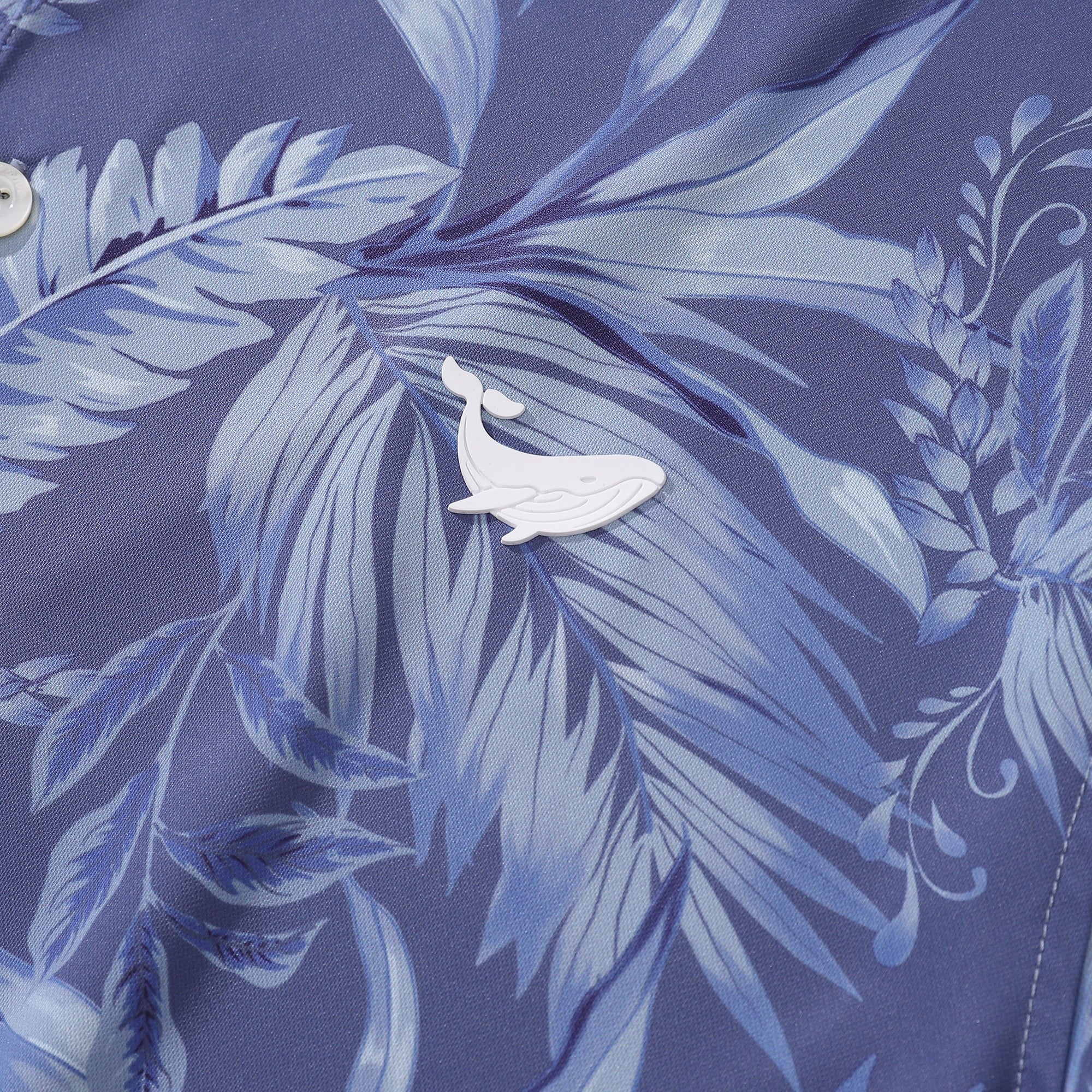 Herren Hawaiianischer Tropischer Blauer Buschdruck Kurzarm-Polohemd