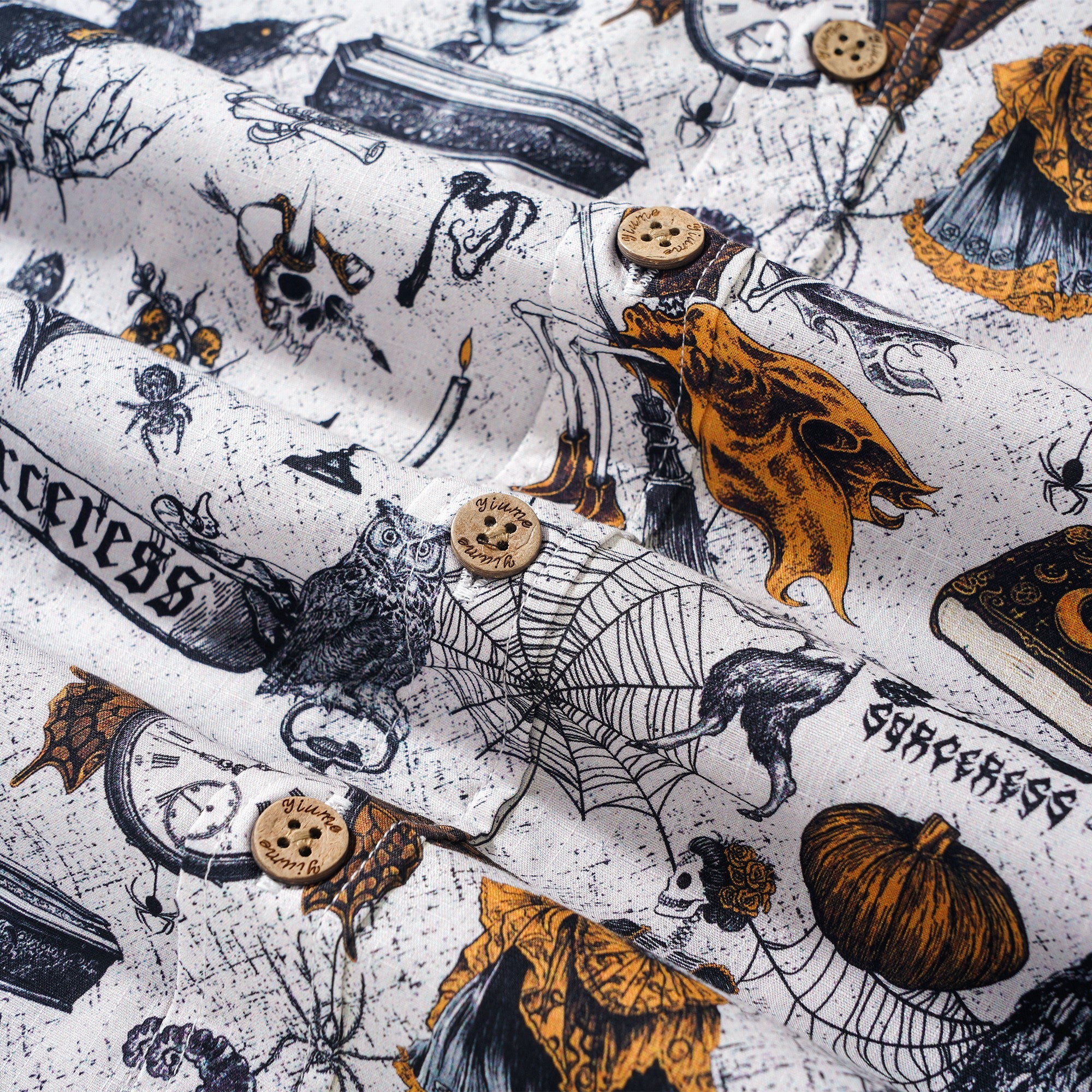 Men's Hawaiian Shirt Short Sleeve Button-down 100% Cotton White Aloha Black Magic