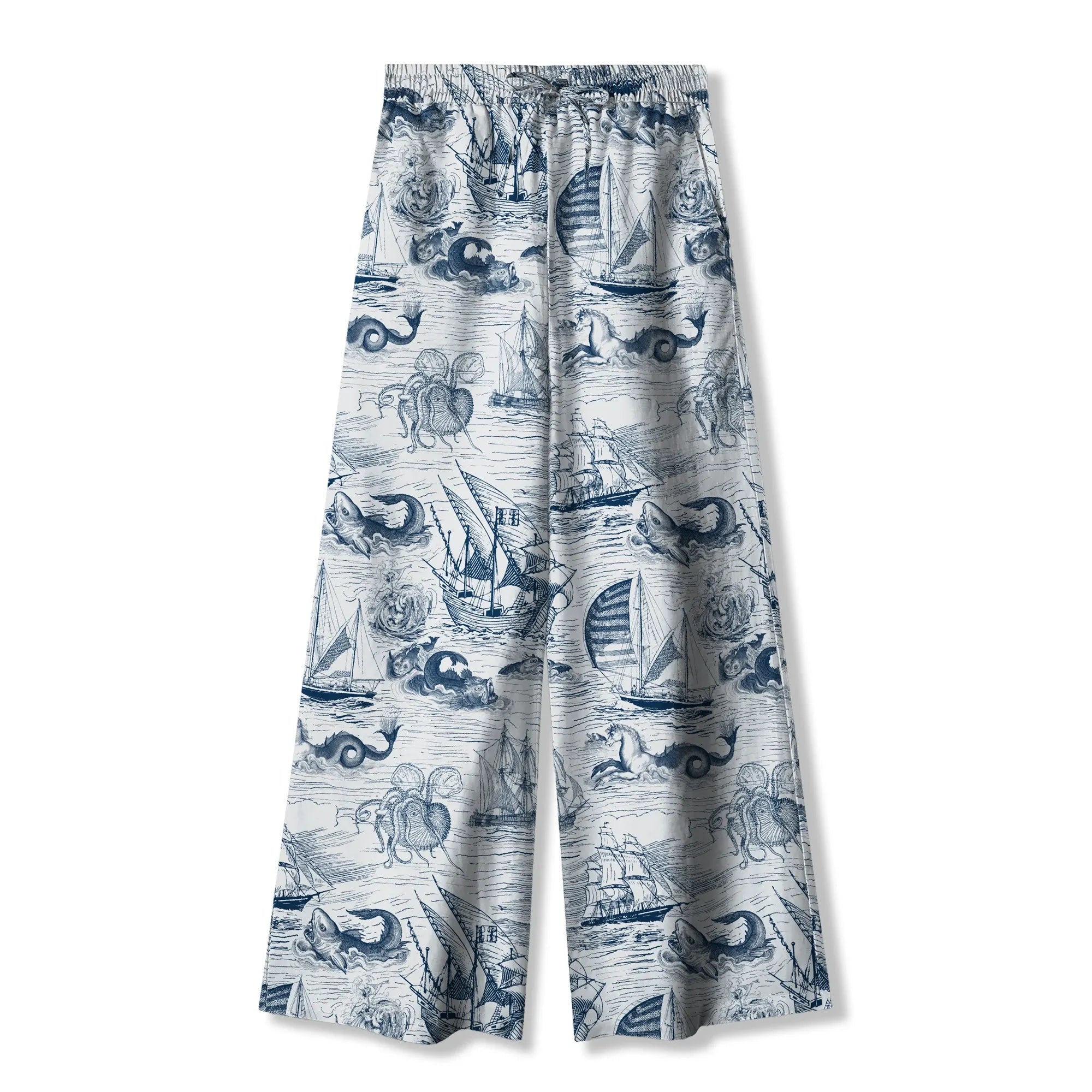 Women's pants with vintage nautical artwork
