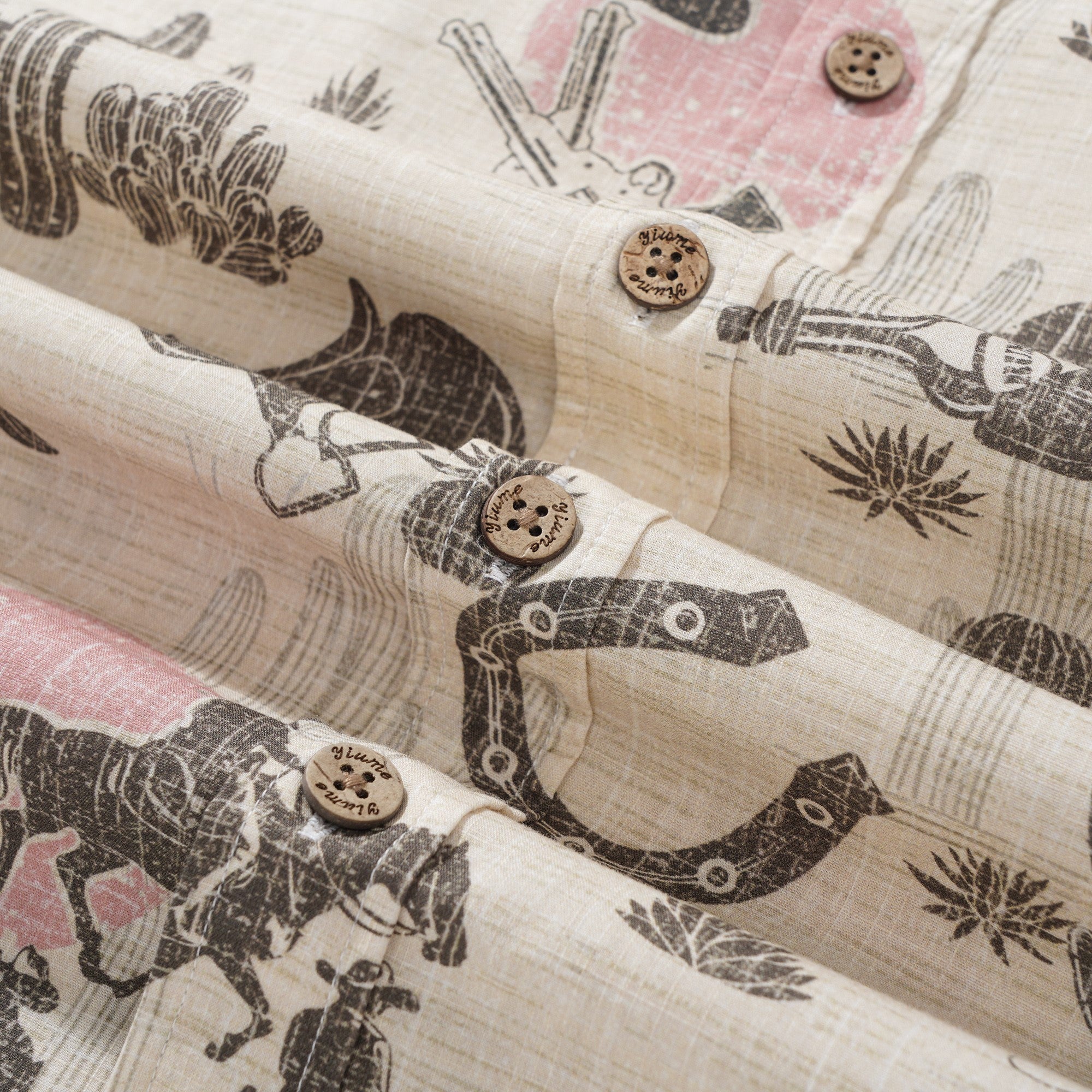 Men's Hawaiian Shirt Short Sleeve Button-down 100% Cotton Brown Aloha Western Cowboy