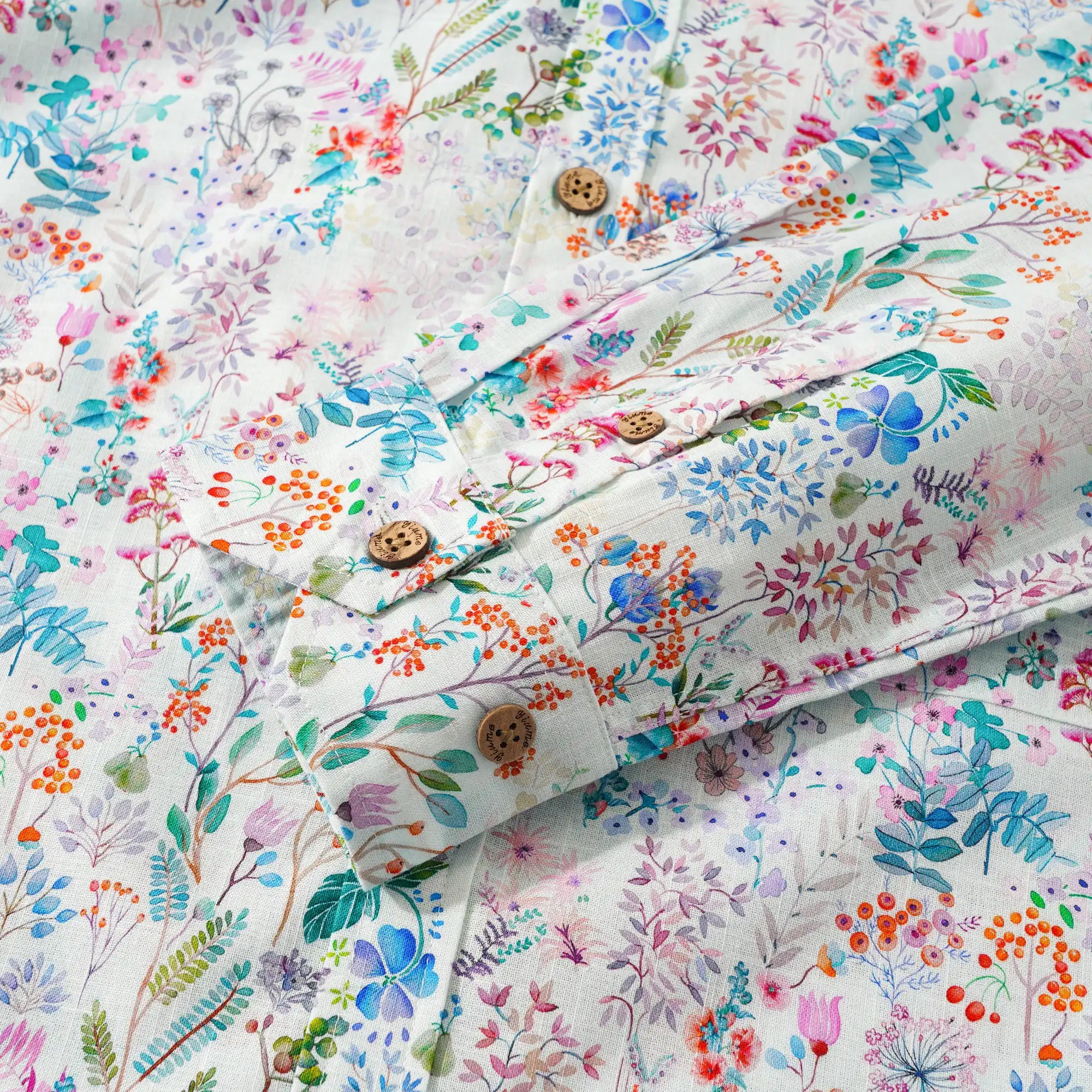 Men's Hawaiian Shirt Long Sleeve Button-down 100% Cotton Aloha Botanical Haven