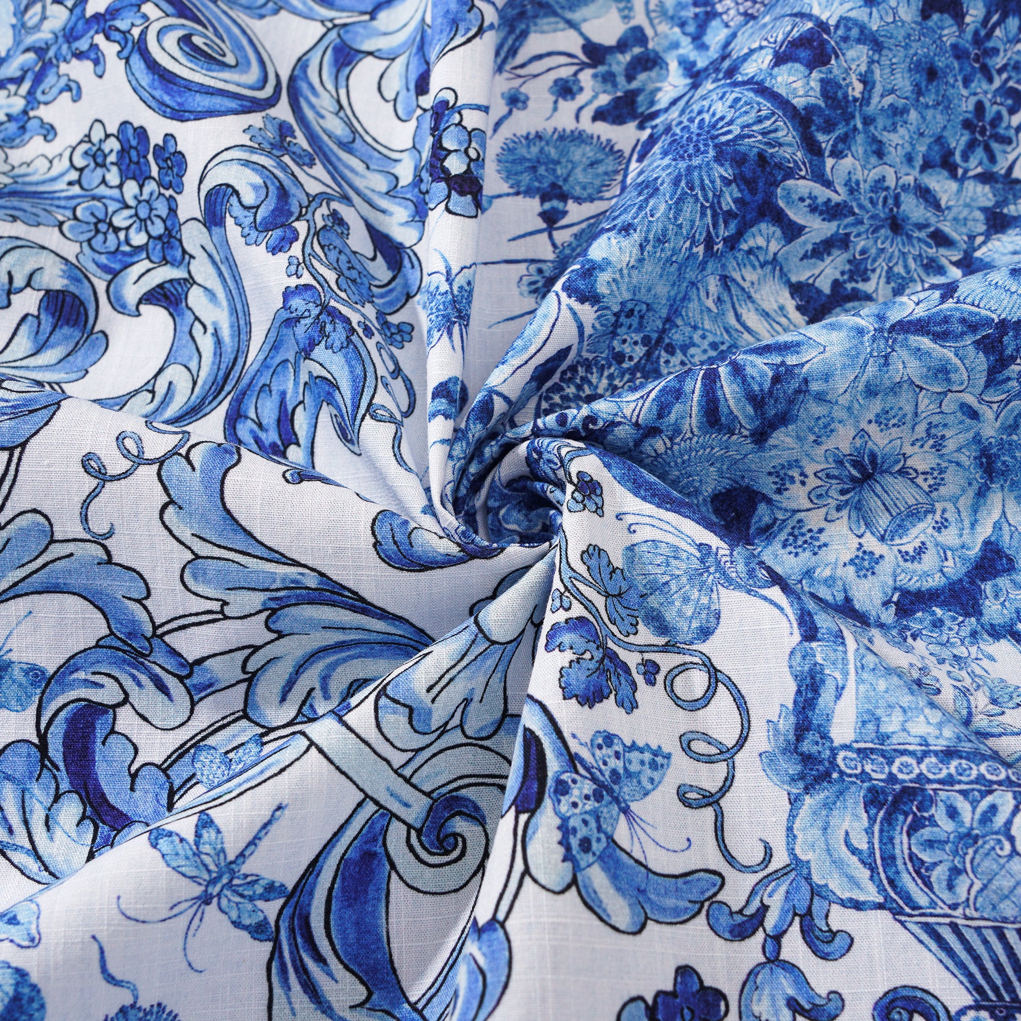 Chemise hawaïenne masculine à manches courtes à manches courtes 100% coton bleu Aloha Floral Whisper