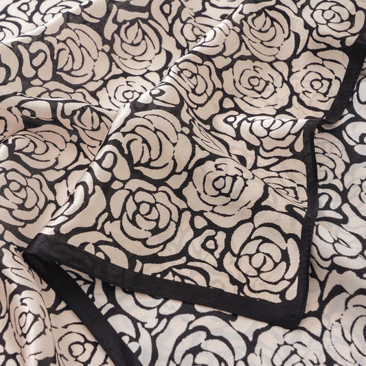 Floral Oblong Scarf 100% Mulberry Silk Timeless Roses Timeless Roses 100% Silk 170*53cm