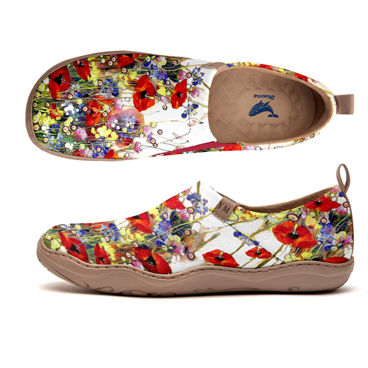 White Wildflowers Yellow Women's Shoes